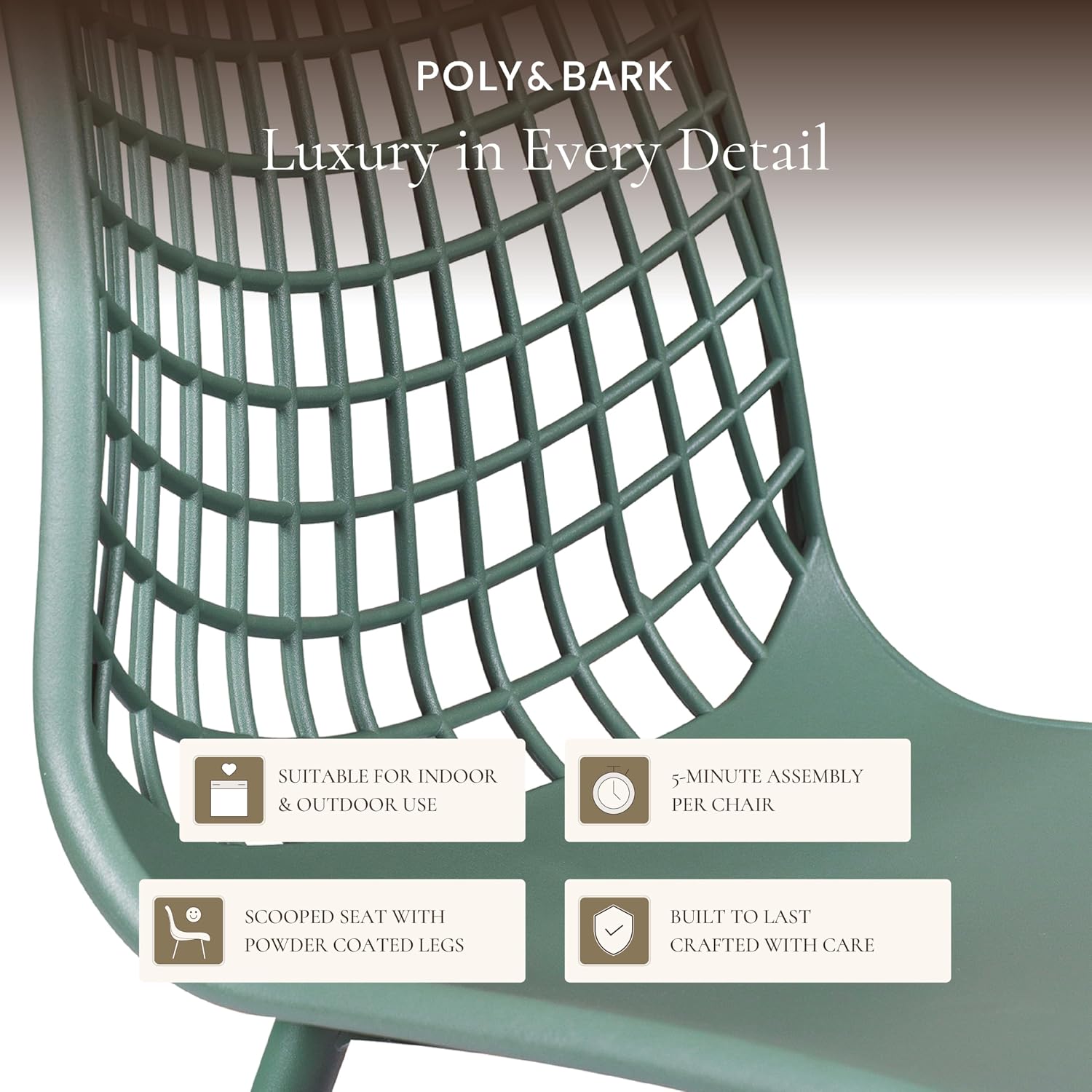 Poly & BARK Isla Modern Kitchen Chairs Set of 4 - Plastic Dining Chair with Metal Legs - Quick Assembly Simple Cafe Chairs Plastic for Indoor or