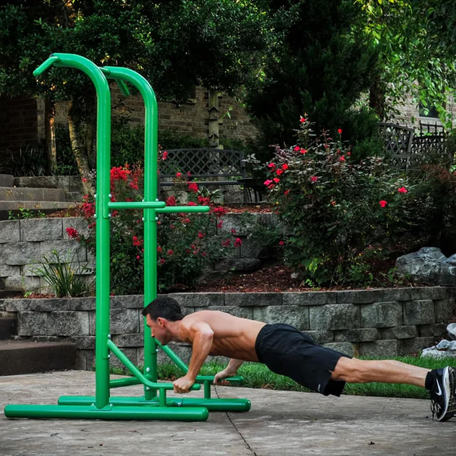 Stamina Pull Up Bar Tower & Dip Station, Free Standing Outdoor Home Gym Equipment - Adjustable and Portable Workout Stand for Calisthenics Body Weight Training