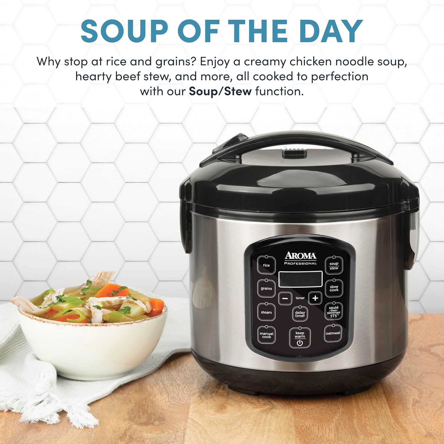 Aroma Housewares 8-Cup (Cooked) (4-Cup UNCOOKED) Digital Rice Cooker and Food Steamer (ARC-914D),White