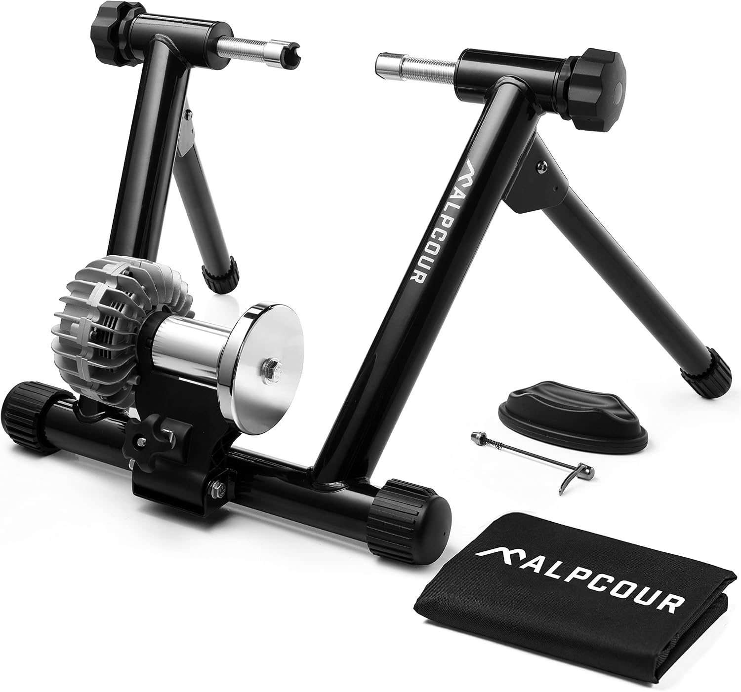 Fluid Bike Trainer Stand for Indoor Riding – Portable Foldable Stainless Steel Trainer, Noise Reduction, Progressive Resistance