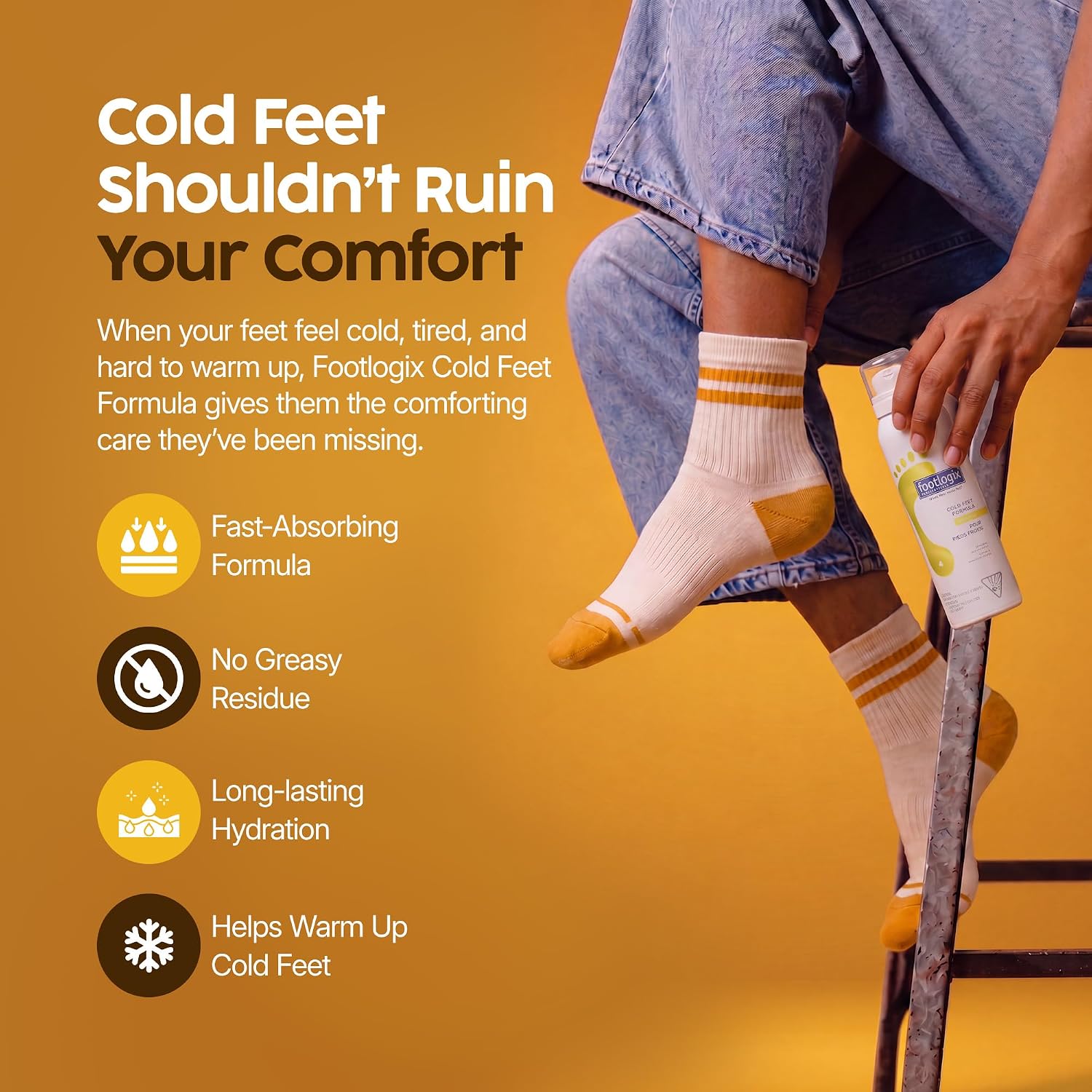 Footlogix Cold Feet Formula Mousse 4.23 oz – Foot Warming Mousse with Arnica, Rosemary & Co-Q10, Urea Foot Care, Dry Sensitive Skin, Non-Greasy