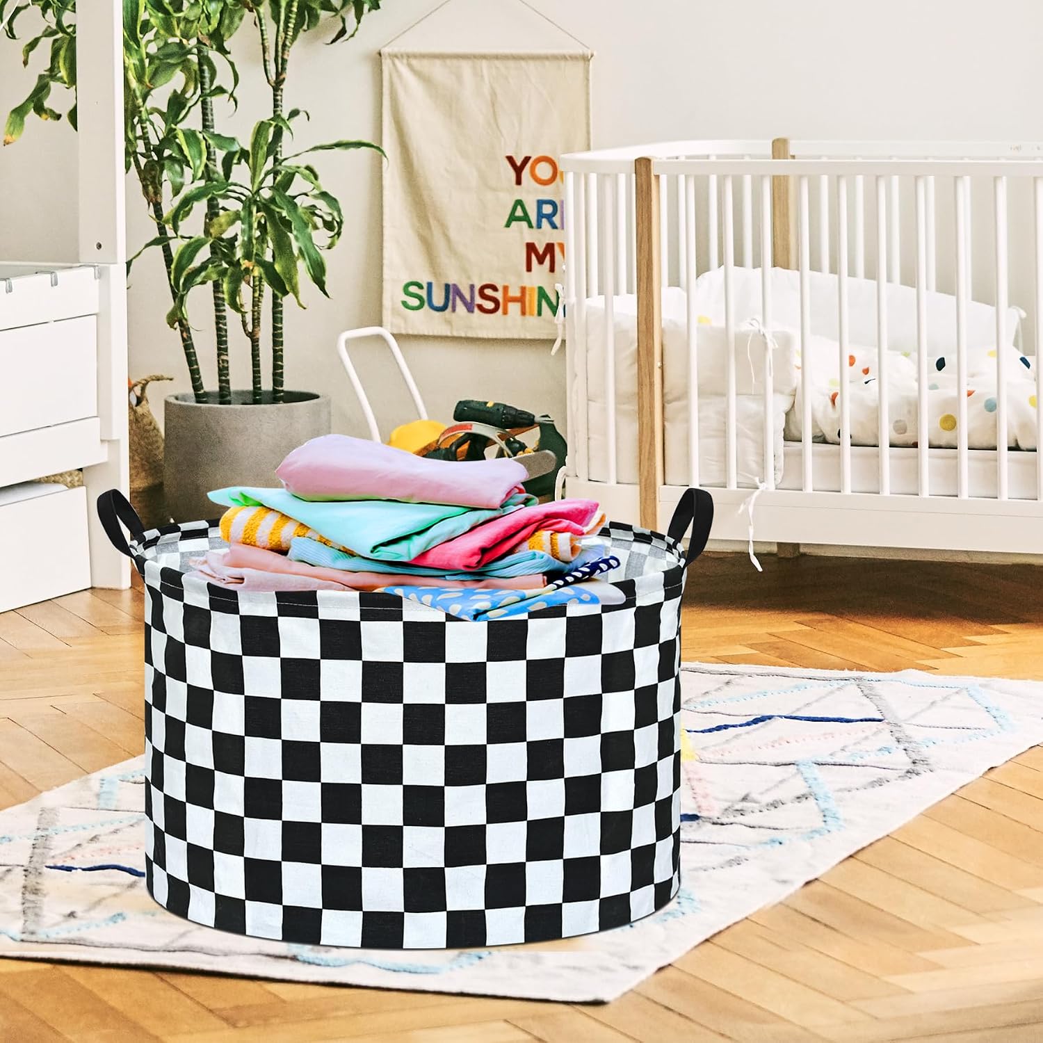 MAIZMZ Kids Hamper Storage Basket Nursery Bins Baby Gift Toy Organizer Box Laundry Basket Large Canvas Collapsible Chest for