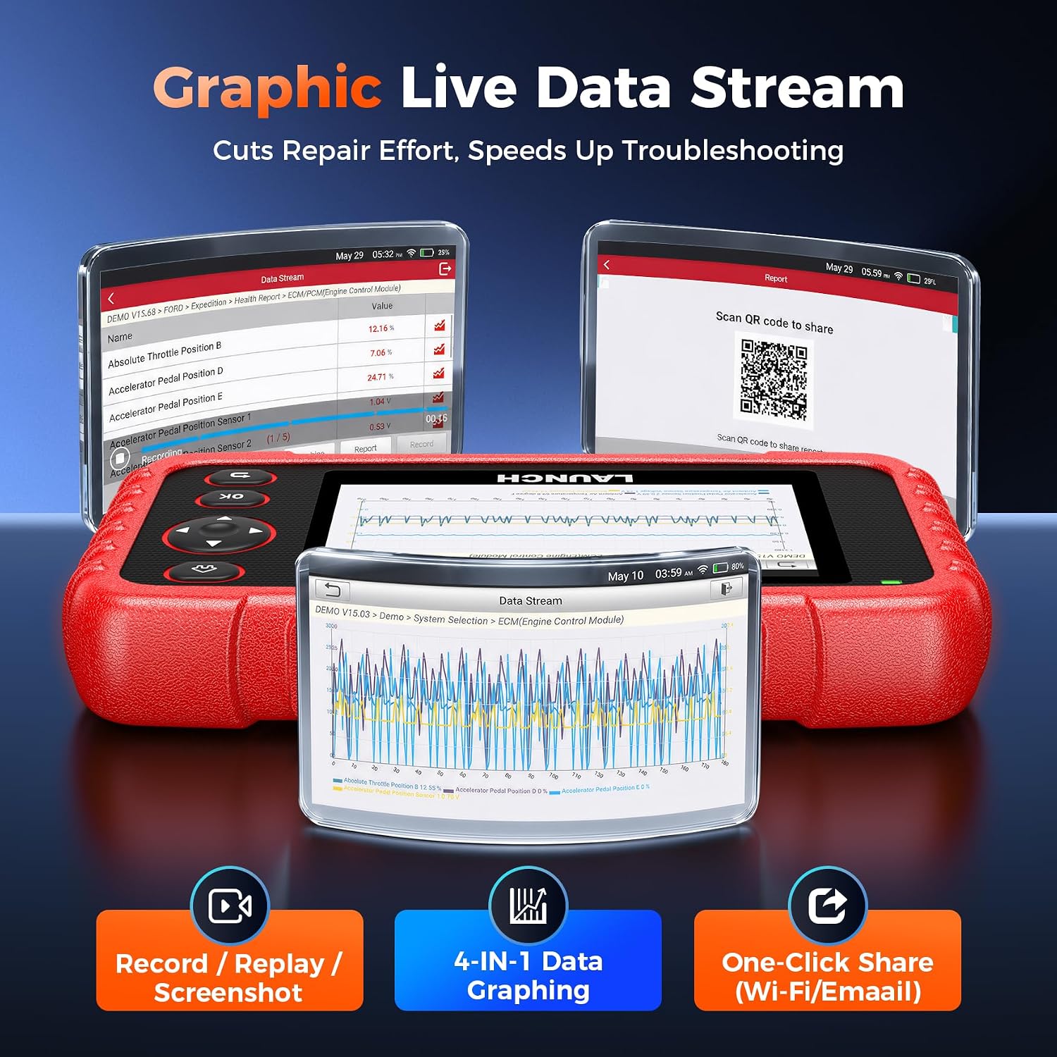 Launch OBD2 Scanner CRP123X V3.0 Elite,7 Resets Scan Tool,Lifetime Update