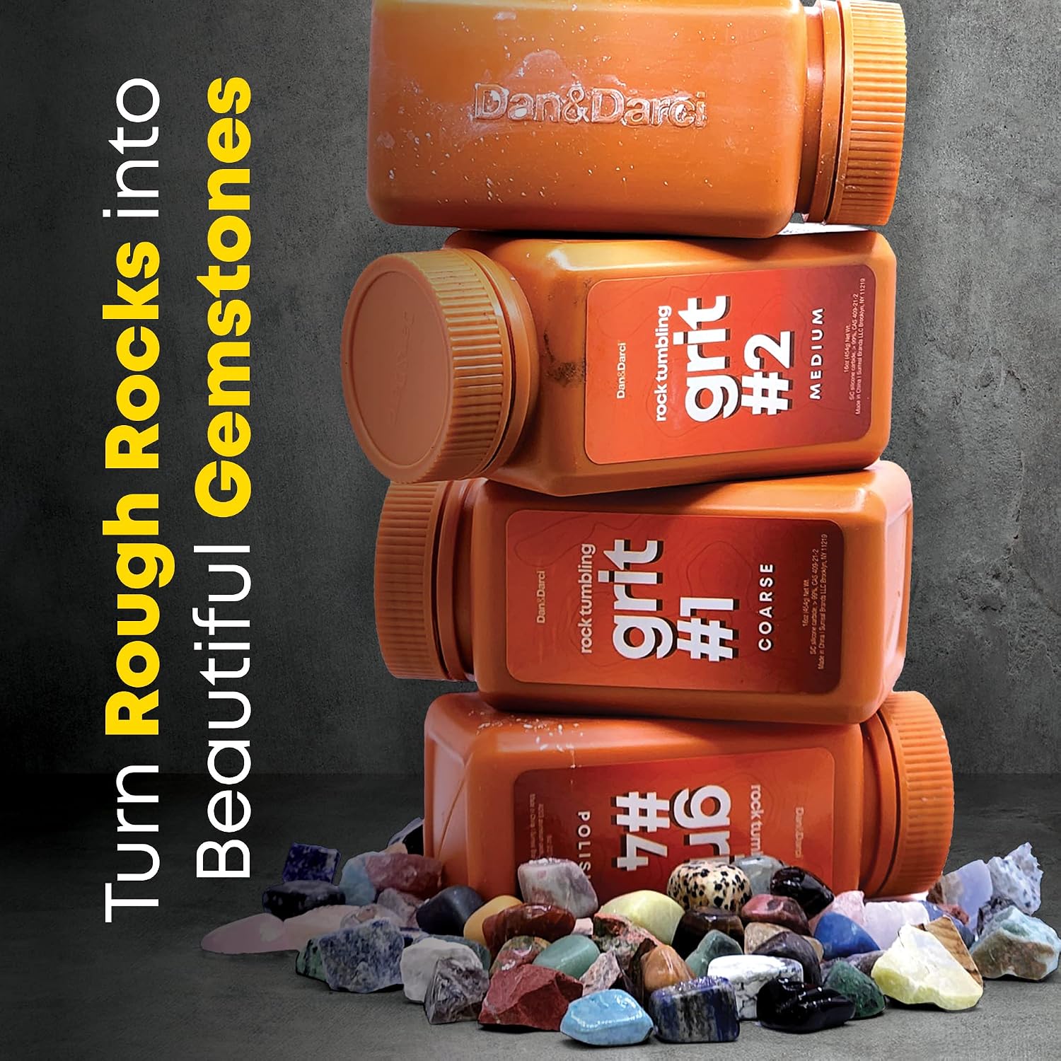 Rock Tumbler Grit Refill Kit - 3.5 Pounds Grits Media + Poly Plastic Pellet
