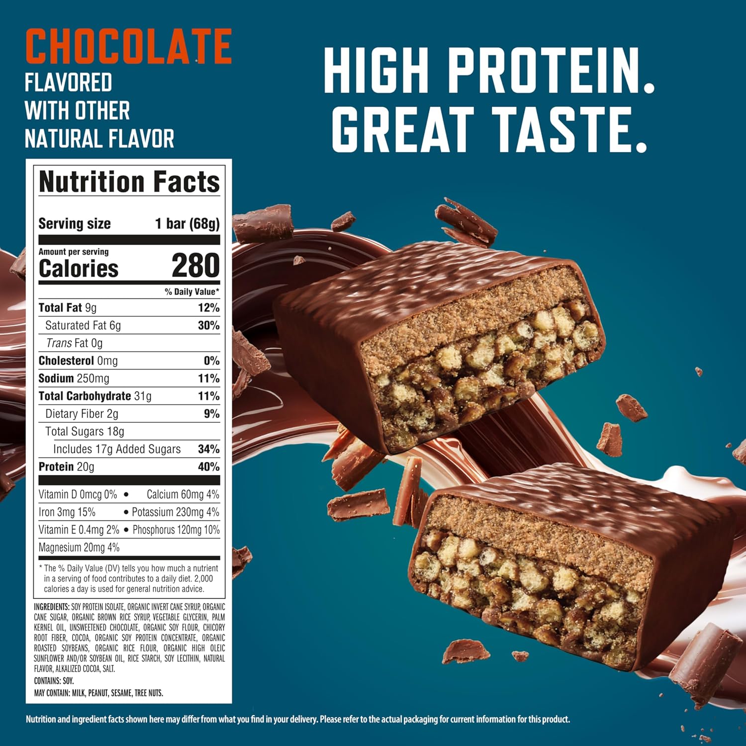 CLIF BUILDERS Protein Bars - Chocolate Flavor - 20g Plant Based Protein - Gluten Free - Non-GMO - Low Glycemic - No Artificial Sweeteners - 2.4 oz.