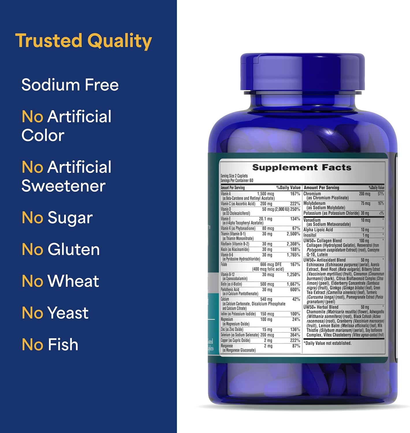 Puritan's Pride Ultra Woman 50 Plus Daily Multivitamin, 120 Count | High Potency Performance Time Release Daily Multivitamin with Zinc