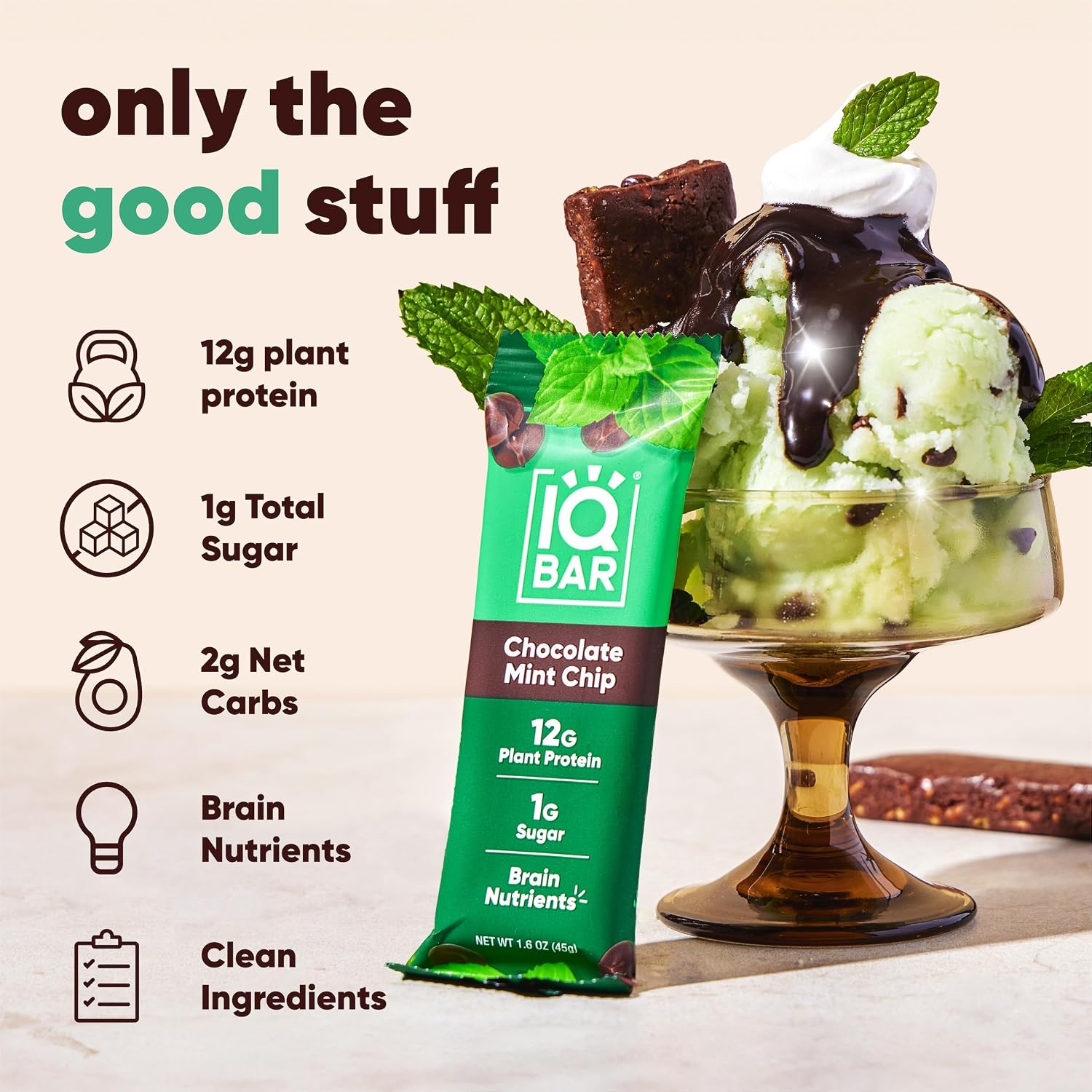 IQBAR Clean Protein Bars, Low Sugar Keto, Banana Nut 12-Count