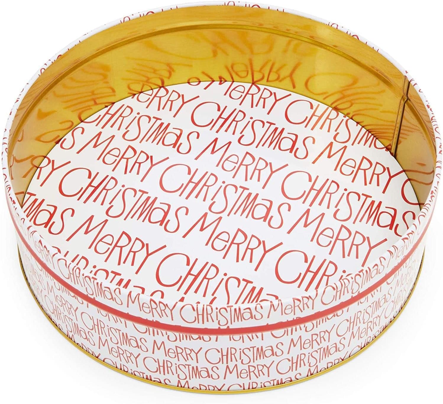 Juvale 3-Piece Cookie Tin with Lid - 8.75 in/7.75 in/6.5 in Round, Red & White - Tin Containers with Lids for Cookie Storage & Container Set