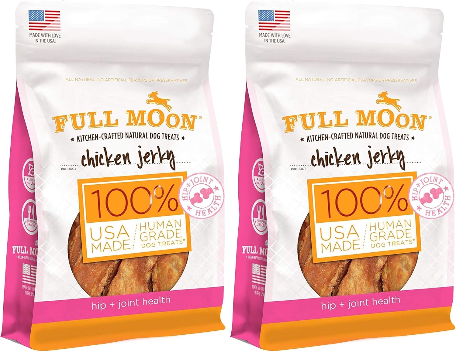 Full Moon® Chicken Jerky Hip And Joint Dog Treats 12 oz | Made withchondroitin, glucosamine and turmeric, Human Grade, No corn, No wheat, No soy, Glycerin Free, Made in the USA