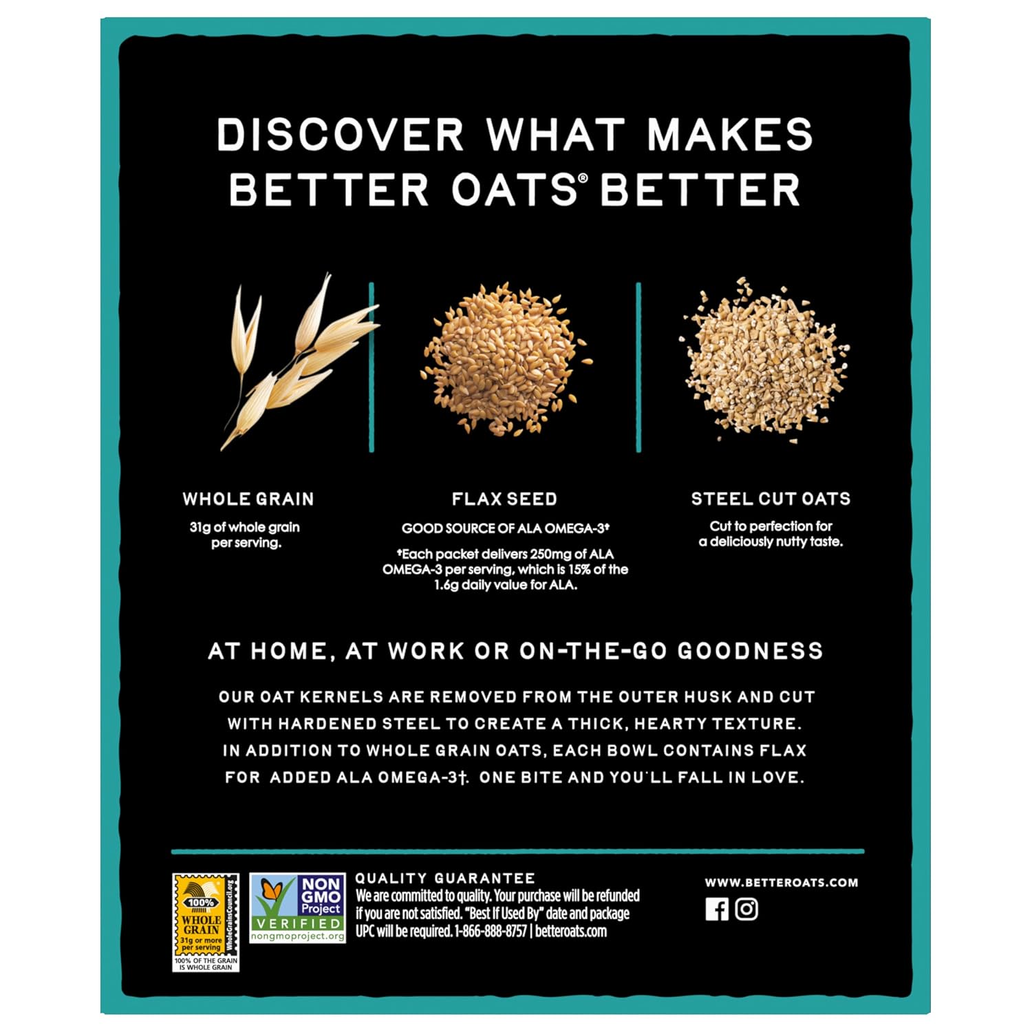 Better Oats Steel Cut Maple & Brown Sugar Oatmeal, 15.1 oz Box, 6 Pack | Instant Breakfast With Flax Seeds & Natural Flavors, Good Source Of ALA Omega-3, Individual Packets, Heart Healthy