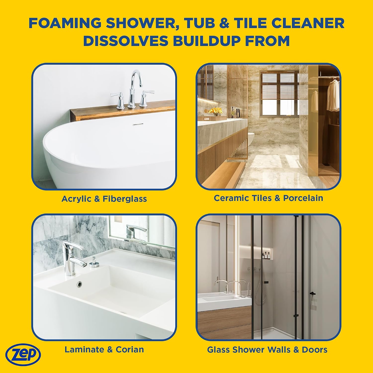 Zep Foaming Shower Tub and Tile Cleaner - 32 oz (Case of 12)
