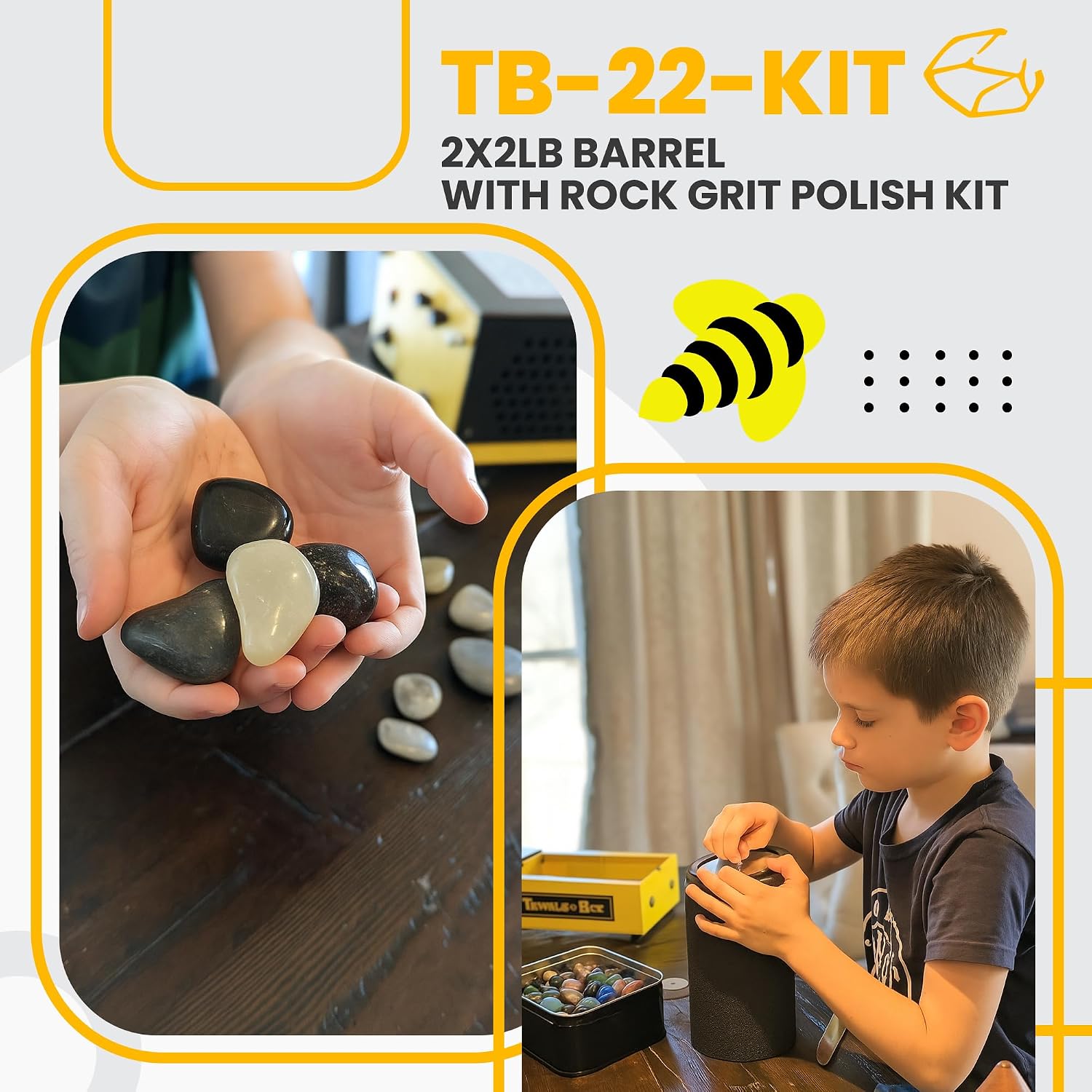 Rock Tumbler - Large Tumbler for Adults and Kids - Rotary Machine for Stone, Rock, Metal and Sea Glass - Polishing Machine Kit for Professionals & Hobbyists - Model TB-14-KIT