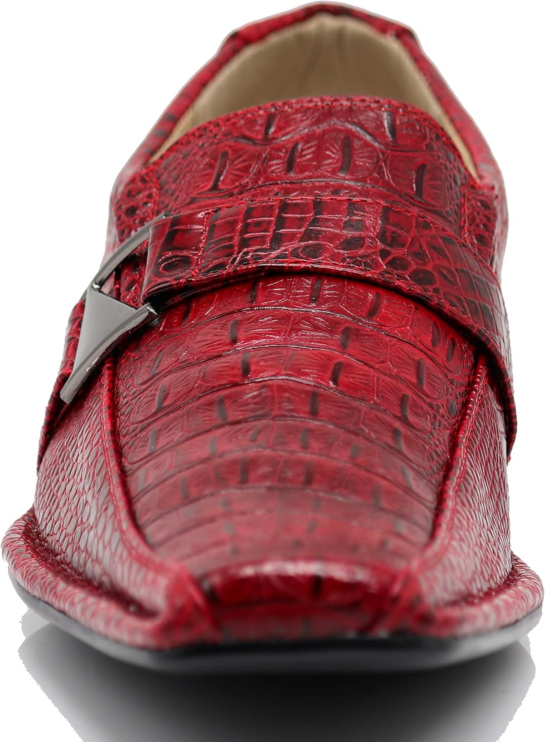 Enzo Romeo Santcro Men's Dress Crocodile Print Loafers Elastic Slip on with Buckle Fashion Shoes Runs Half Size Big