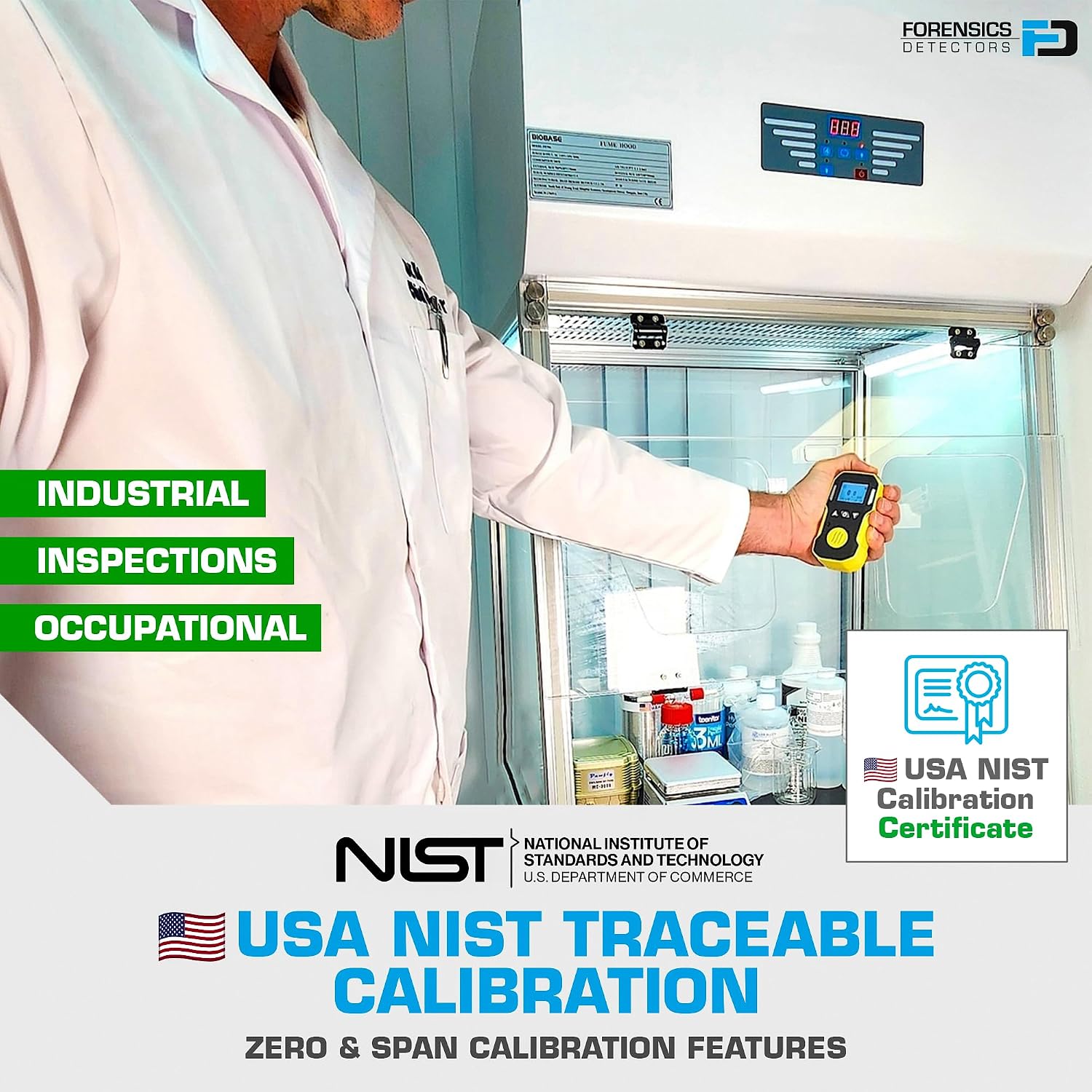 Carbon Monoxide CO Meter by Forensics | USA NIST Calibration | Dust & Explosion Proof | USB Recharge | Sound