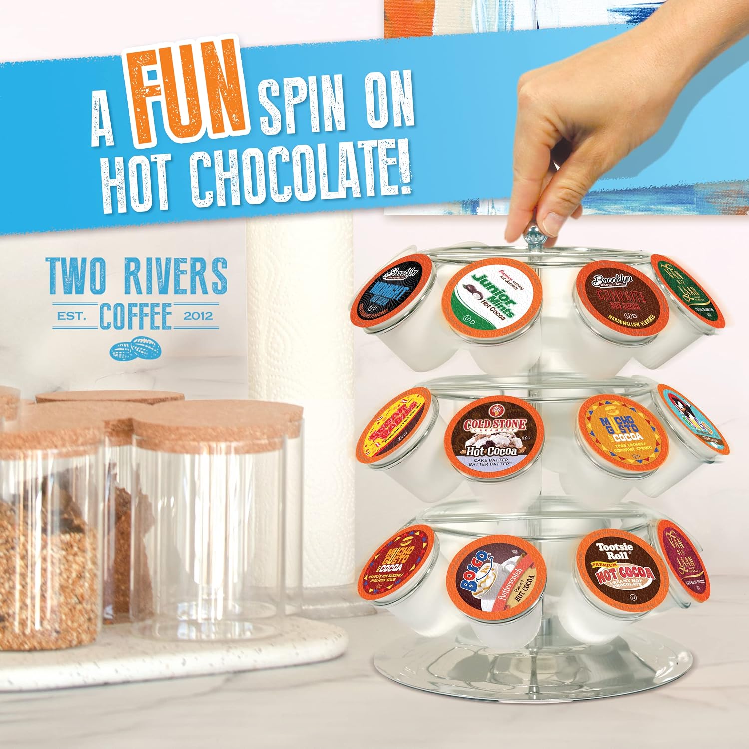 Two Rivers Coffee Flavored Coffee Pods Compatible with Keurig K Cup Brewers, Assorted Variety Pack Flavored Coffee, 40 Count