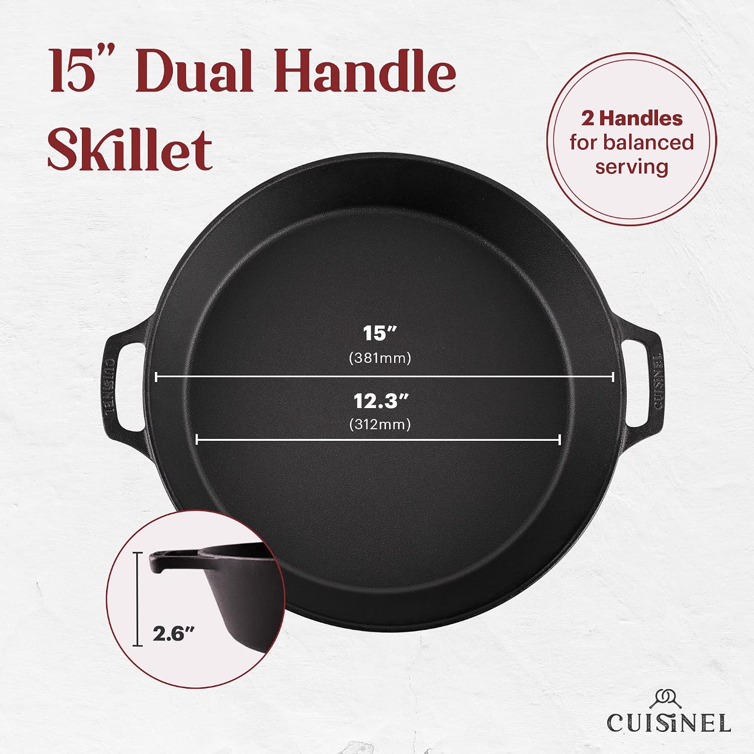 Cuisinel Cast Iron Skillet with Lid - 10"-Inch Pre-Seasoned Frying Pan + Glass Cover + Heat-Resistant Handle Holder - Indoor/Outdoor Use - Grill, Stove, Camp Firepit, Induction - Oven Safe Cookware