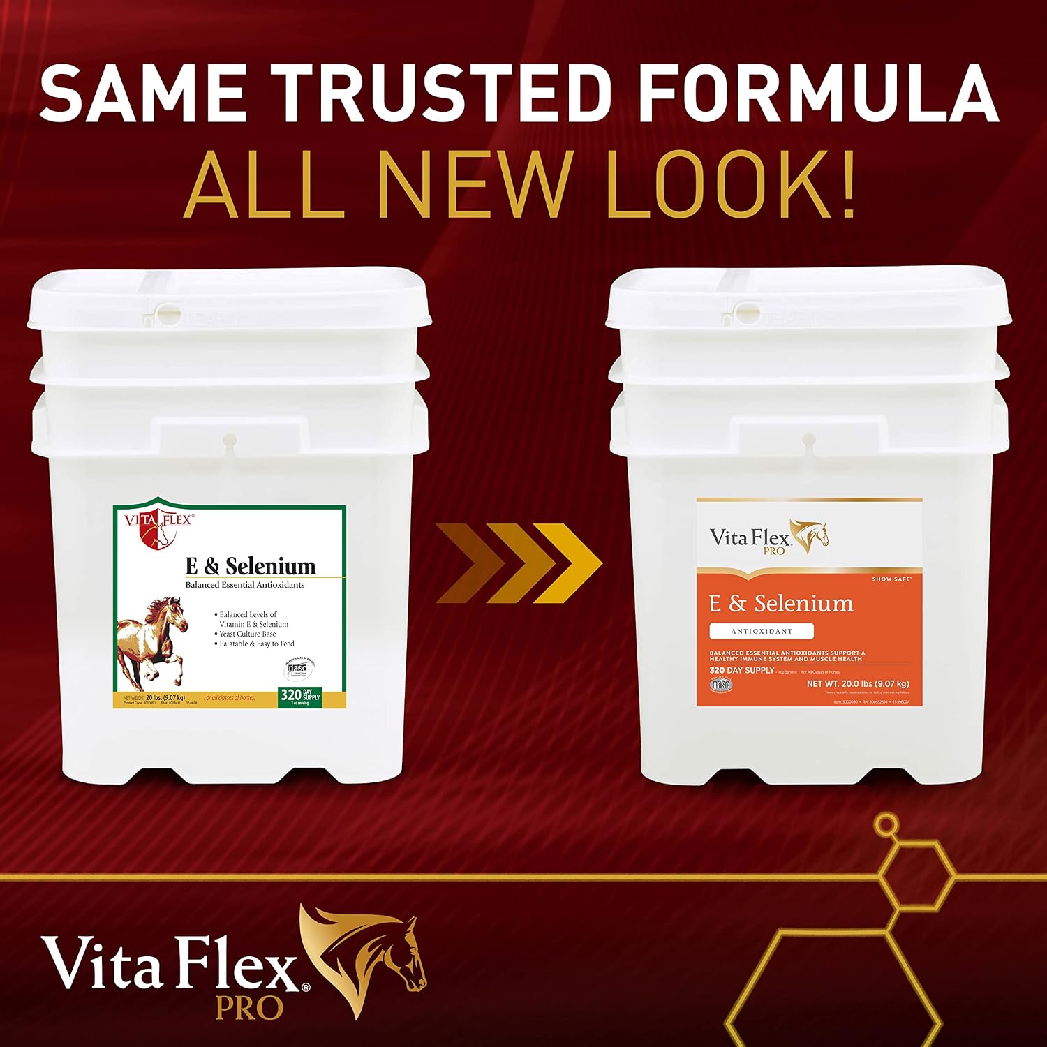 Vita Flex Pro E & Selenium Supplement for Horses, 320-Day Supply | Vitamin E & Selenium Powder, Balanced Antioxidants, Equine Vitamin E Supplement