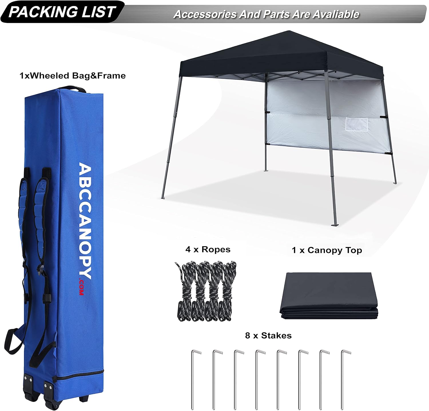 ABCCANOPY Outdoor Pop Up Canopy 10x10 Beach Camping Canopy with 1 Sun Wall, Bonus Backpack Bag, Stakes and Ropes, Sky Blue | Backpack Carry Bag, Stakes & Guy Ropes Included, Easy Setup; For Beach, Camping, Backyard