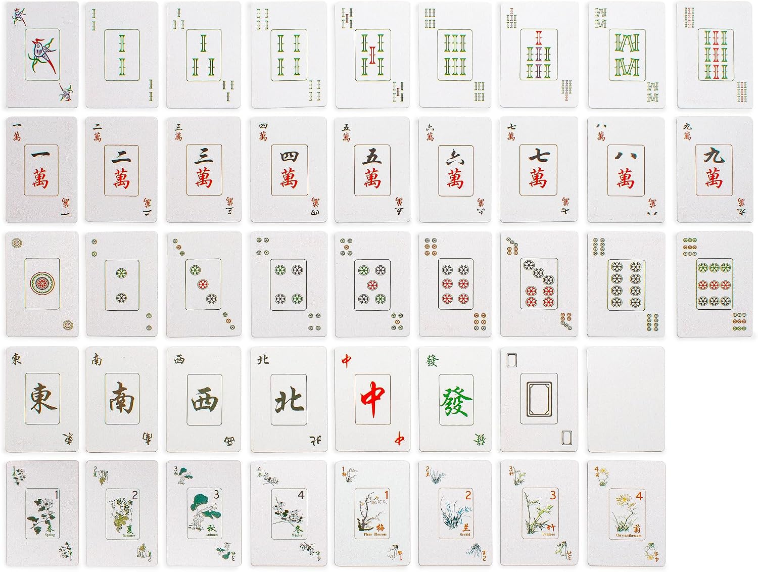 Yellow Mountain Imports Chinese Traditional Mahjong Playing Cards - 144 Card Set