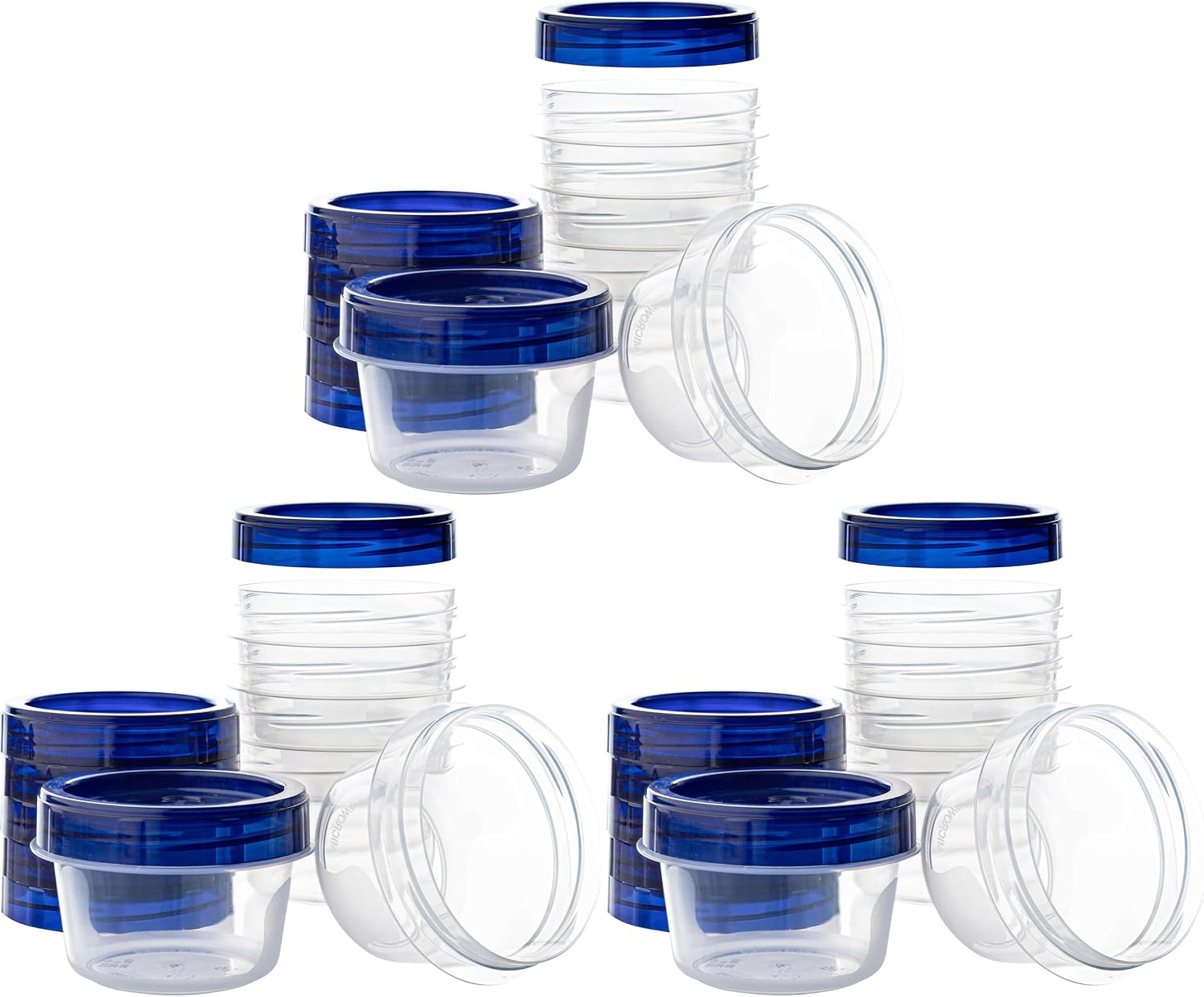 PLASTICPRO Twist Top Deli Containers Clear bottom With blue [32 oz 3 Pack]