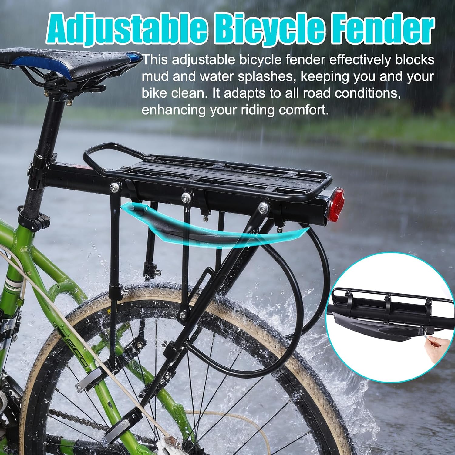 HOMEE Rear Bike Rack, Bike Cargo Racks Frame for 26"-29" Frames | Aluminum Alloy Universal Adjustable Cycling Equipment Stand Footstock Bicycle Luggage Carrier with Tools and Reflector
