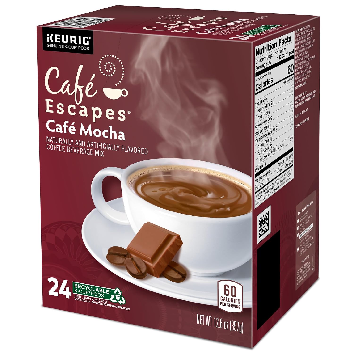 Cafe Escapes Milk Chocolate Hot Cocoa Keurig Single-Serve K-Cup Pods, 96 Count