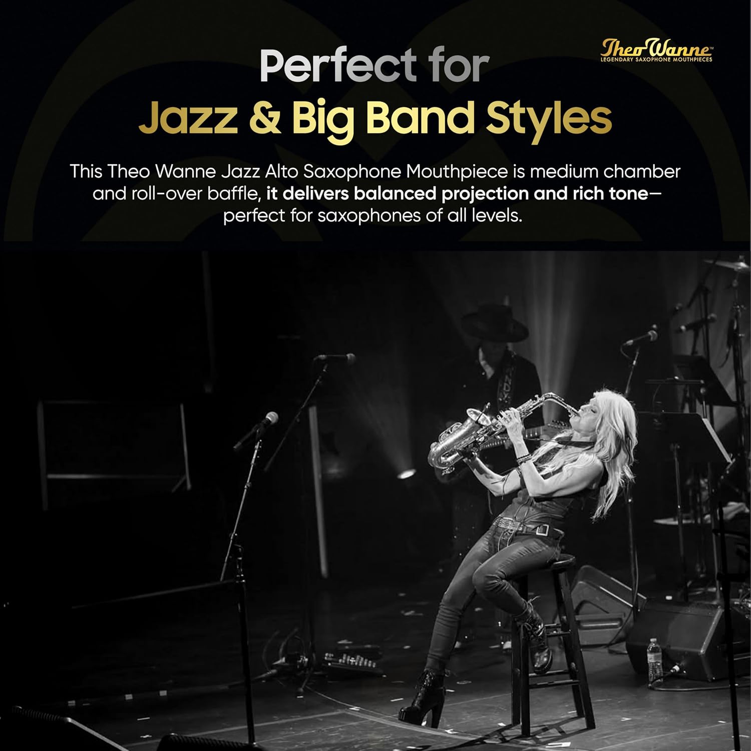Theo Wanne ESSENTIALS Jazz Alto Saxophone Mouthpiece with Medium Chamber, Roll-Over Baffle & Balanced Tone for Smooth Jazz, Classic & Big Band - Exceptional Clarity Sax Mouthpiece - Size 7 (0.081")