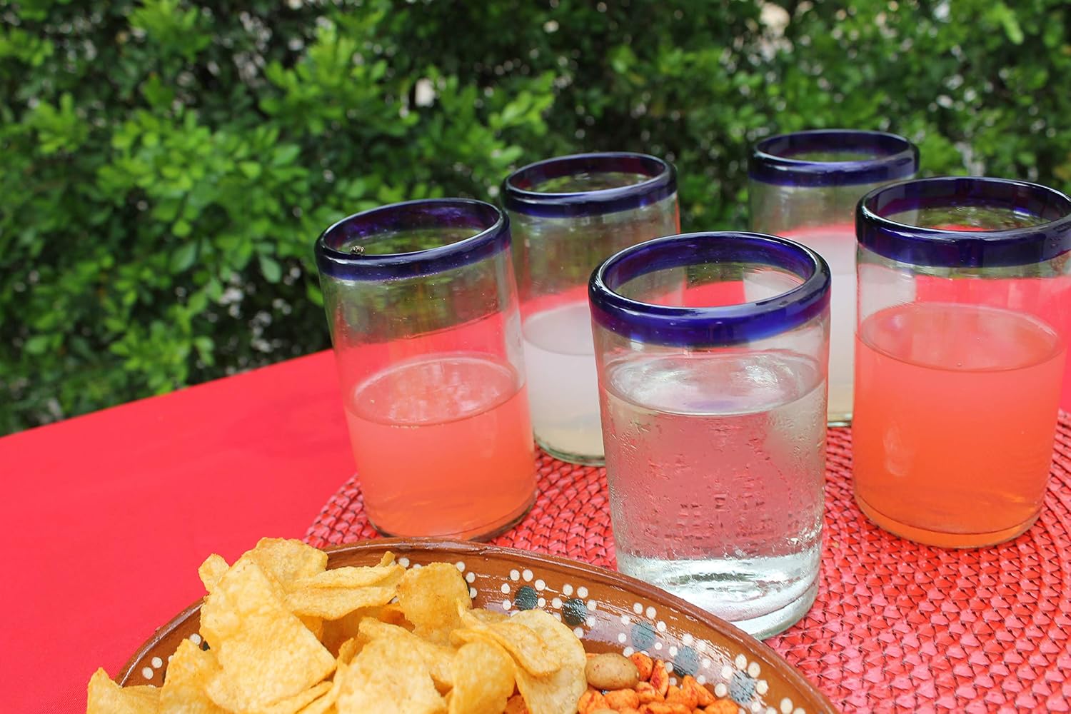 Fiesta Brands Mexican Blue Rimmed Drinking Glasses