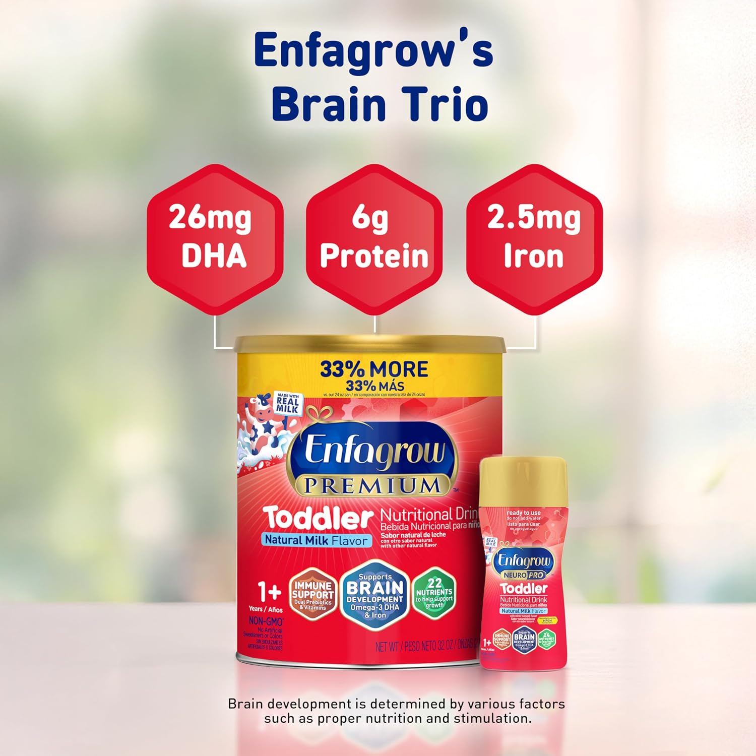 Enfagrow Premium Toddler Milk Nutritional Drink, Enfagrow Toddler Drink, Try Our Brain-Supporting Trio, 32oz Can