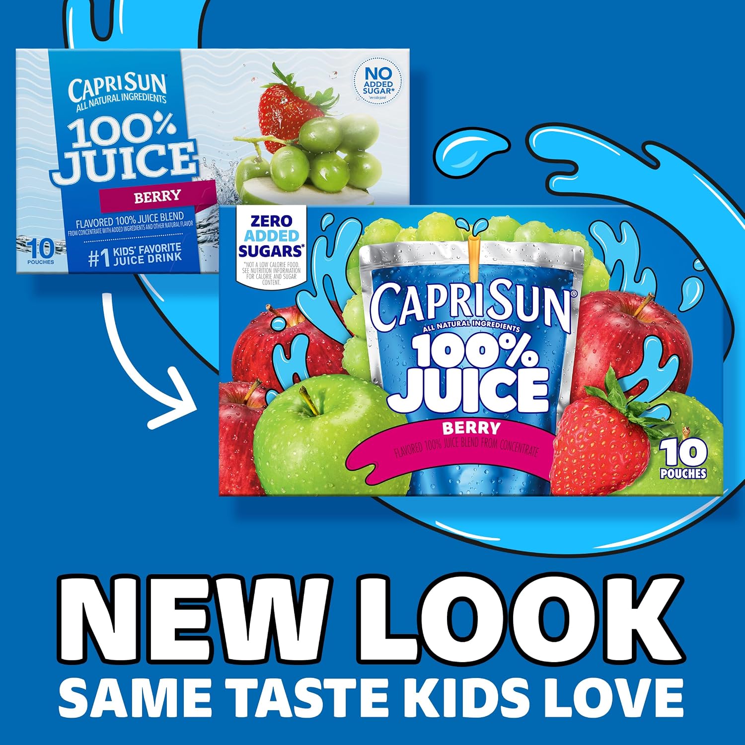 Capri Sun 100% Juice from Concentrate, 10 Pouches Apple Juice, 6 fl oz | for School Lunches and On-the-Go Hydration, All Natural Ingredients, No Artificial Colors, Flavors Or Preservatives