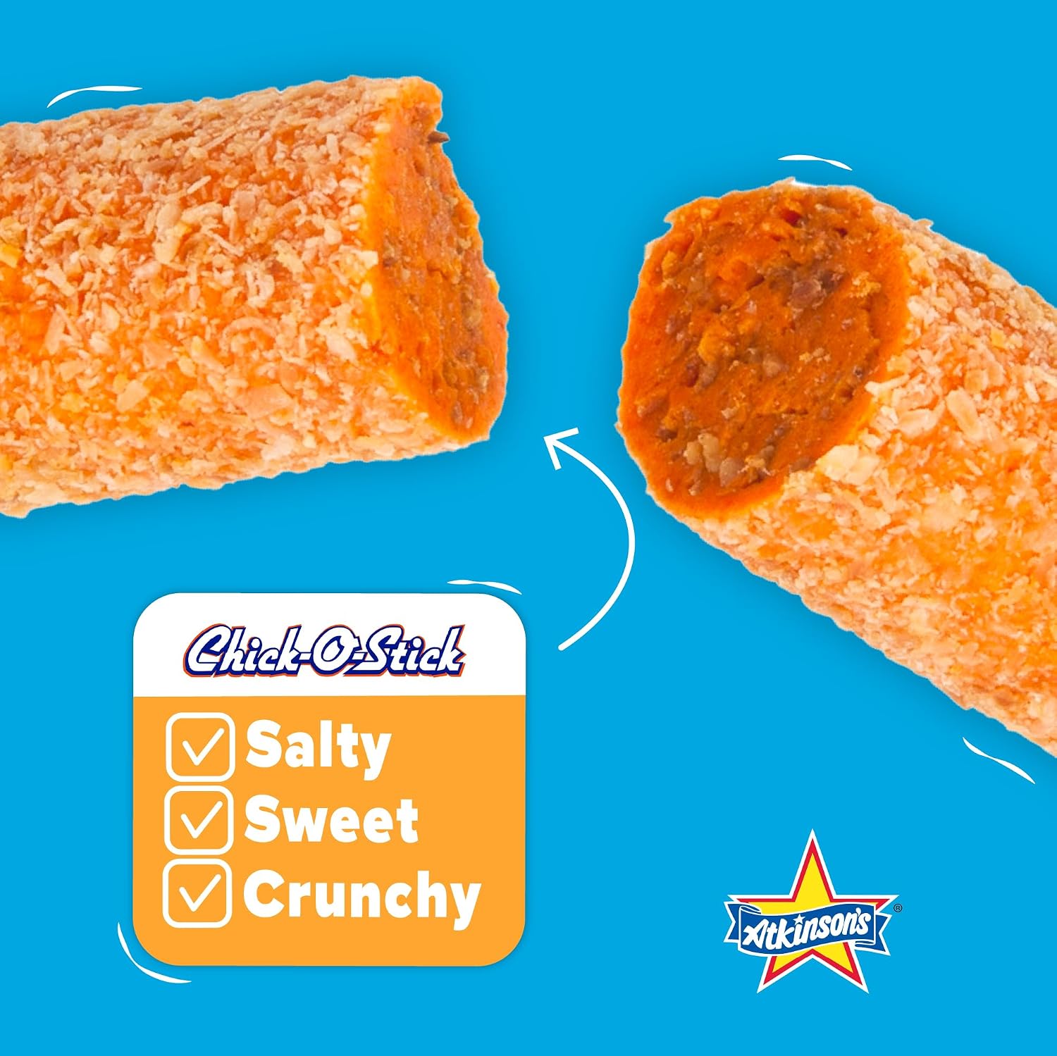 Atkinson's Chick-O-Stick - Crunchy Peanut Butter Rolled in Toasted Coconut - Gluten Free, Kosher, Vegan
