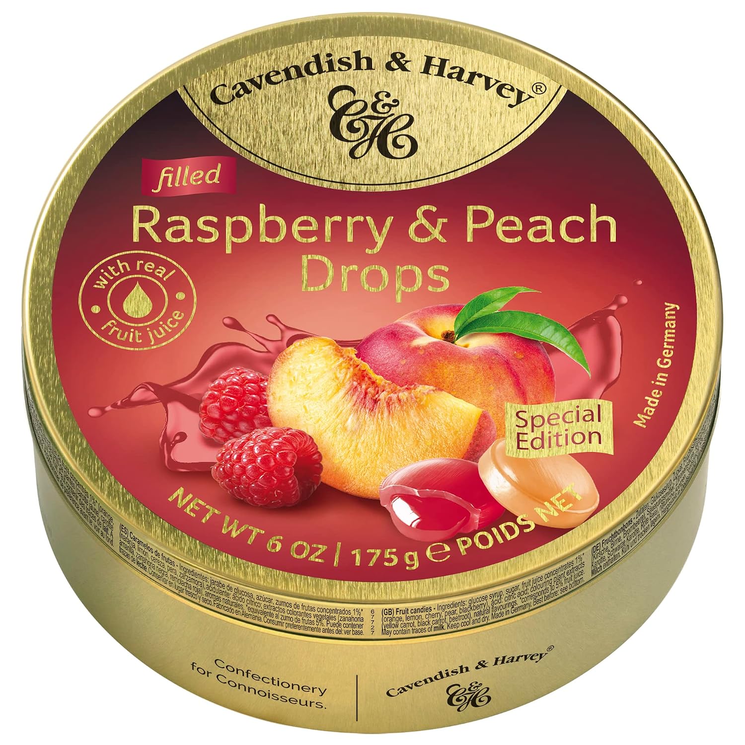 Cavendish & Harvey | Sour Cherry Hard Candy Drops | 5.3 Ounce Tin