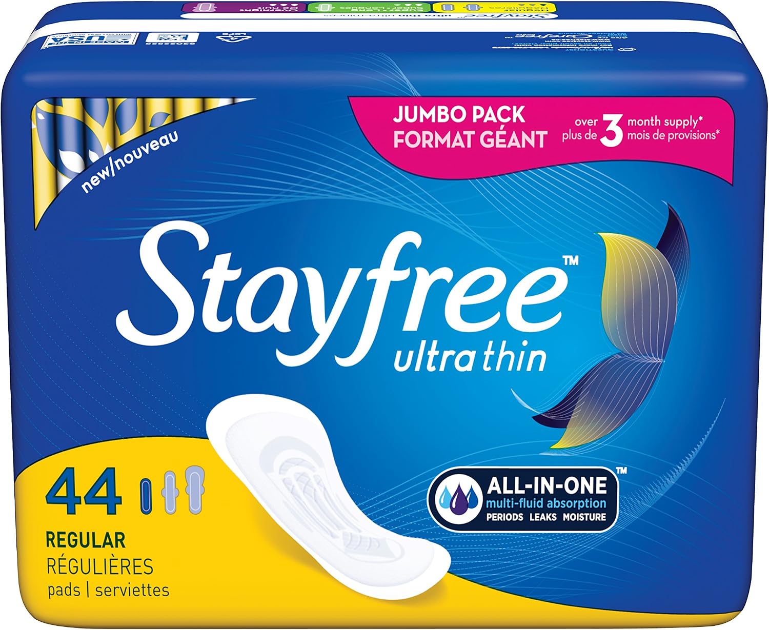 Stayfree Ultra Thin Super Long Pads with Wings For Women, Reliable Protection and Absorbency of Feminine Moisture, Leaks and Periods, 32 count