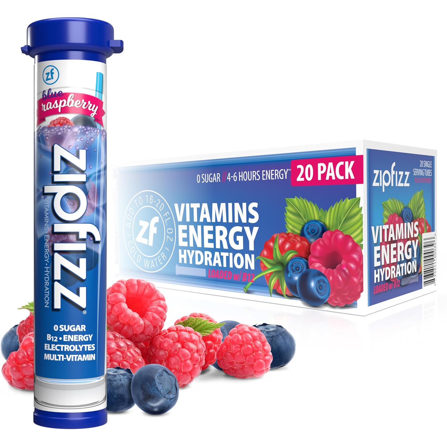 Zipfizz Energy Drink Powder, 20 Pack B12 Electrolyte - Pink Lemonade | Hydration tubes with vitamin drink benefits, 100mg caffeine, B12, electrolytes, & no artificial sugar for active lifestyle