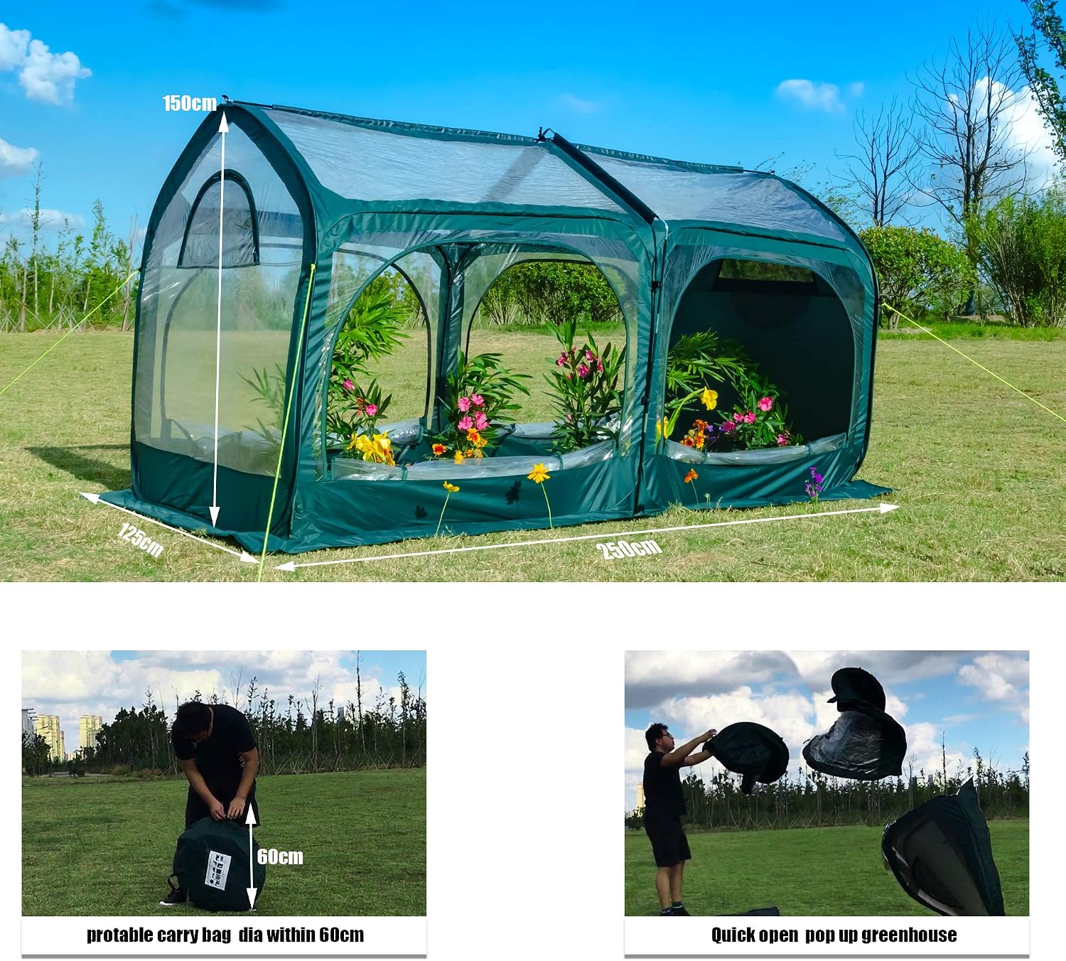 porayhut Pop Up Greenhouse Cover Flower House Mini Gardening Plant Flower Sunshine Room