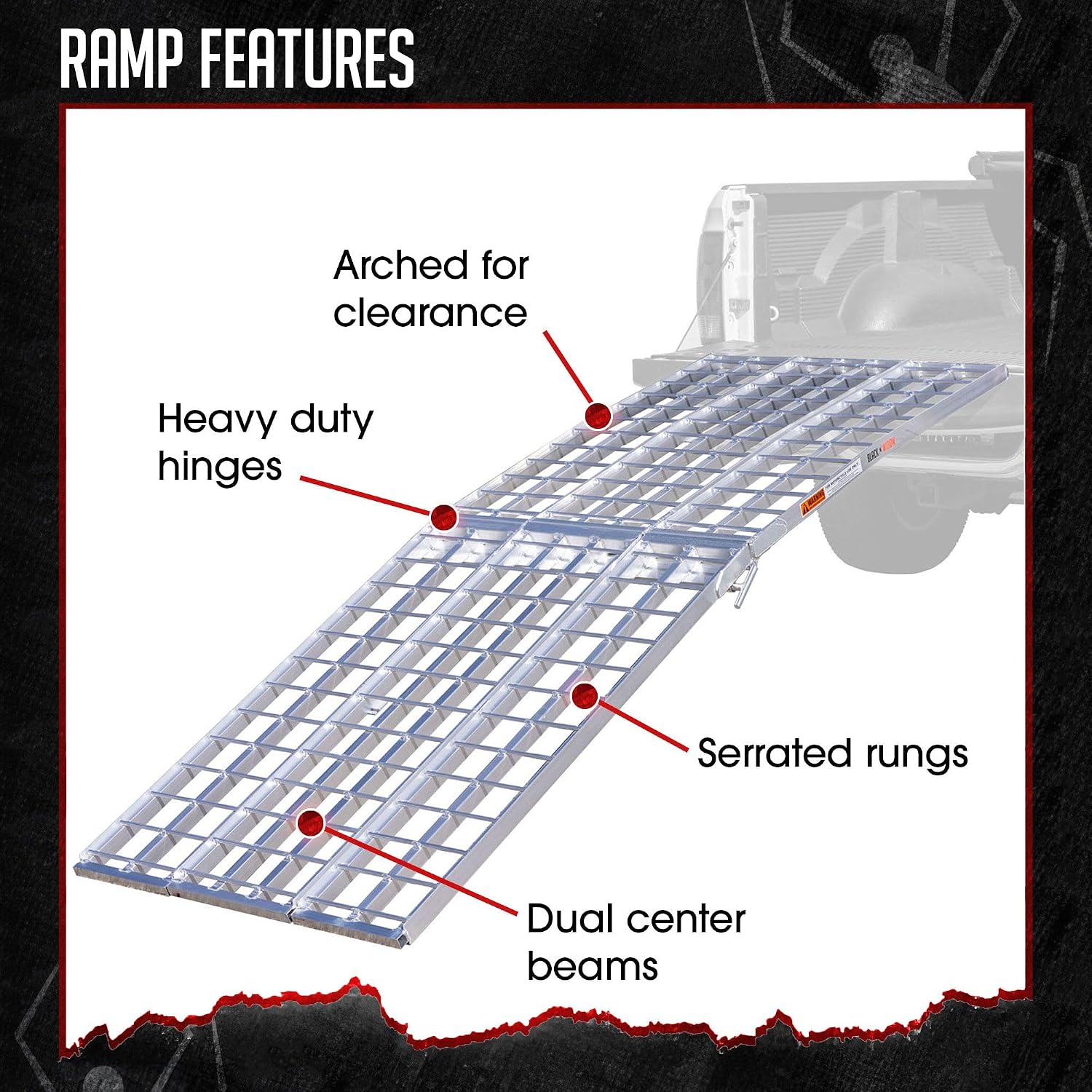 Black Widow Aluminum Folding Motorcycle Ramp for Pickup Trucks, Arched Design, 10’, Silver – Heavy-Duty Portable Automotive Loading Ramps for Truck and Trailer | Heavy-Duty Portable Automotive Ramp for Loading Motorcycles and Dirt Bikes into Truck Beds a…
