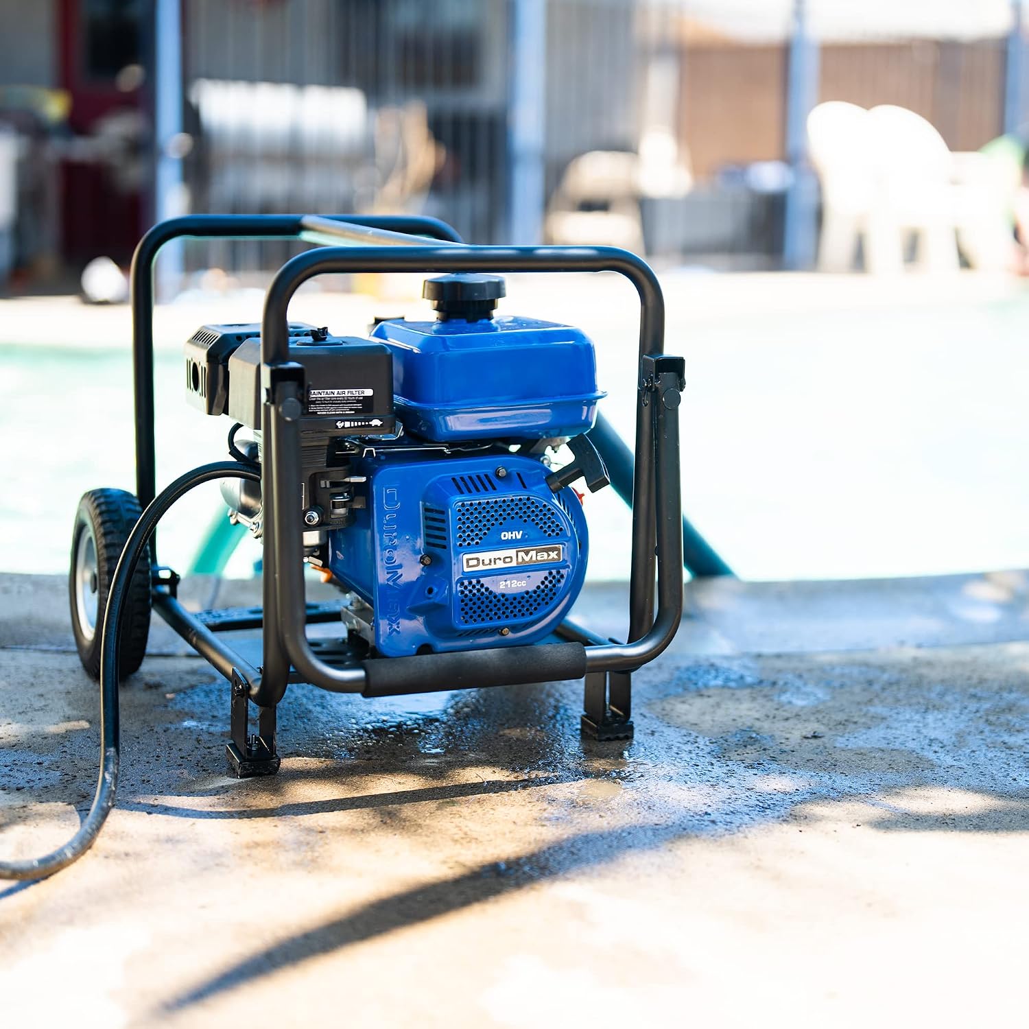 DuroMax XP652WP 208cc 158-Gpm 3600-Rpm 2-Inch Gasoline Engine Portable Water Pump, 50 State Approved, XP652WP, Blue