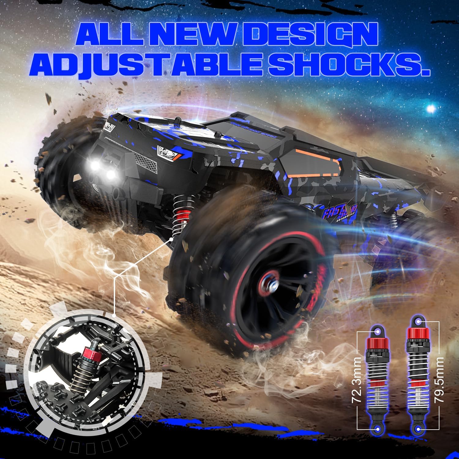 1:14 Scale RC Cars for Adults, 60KPH High Speed RC Truggy, 4X4 Off-Road Remote Control Truck, Waterproof Electric Car with 2S Battery