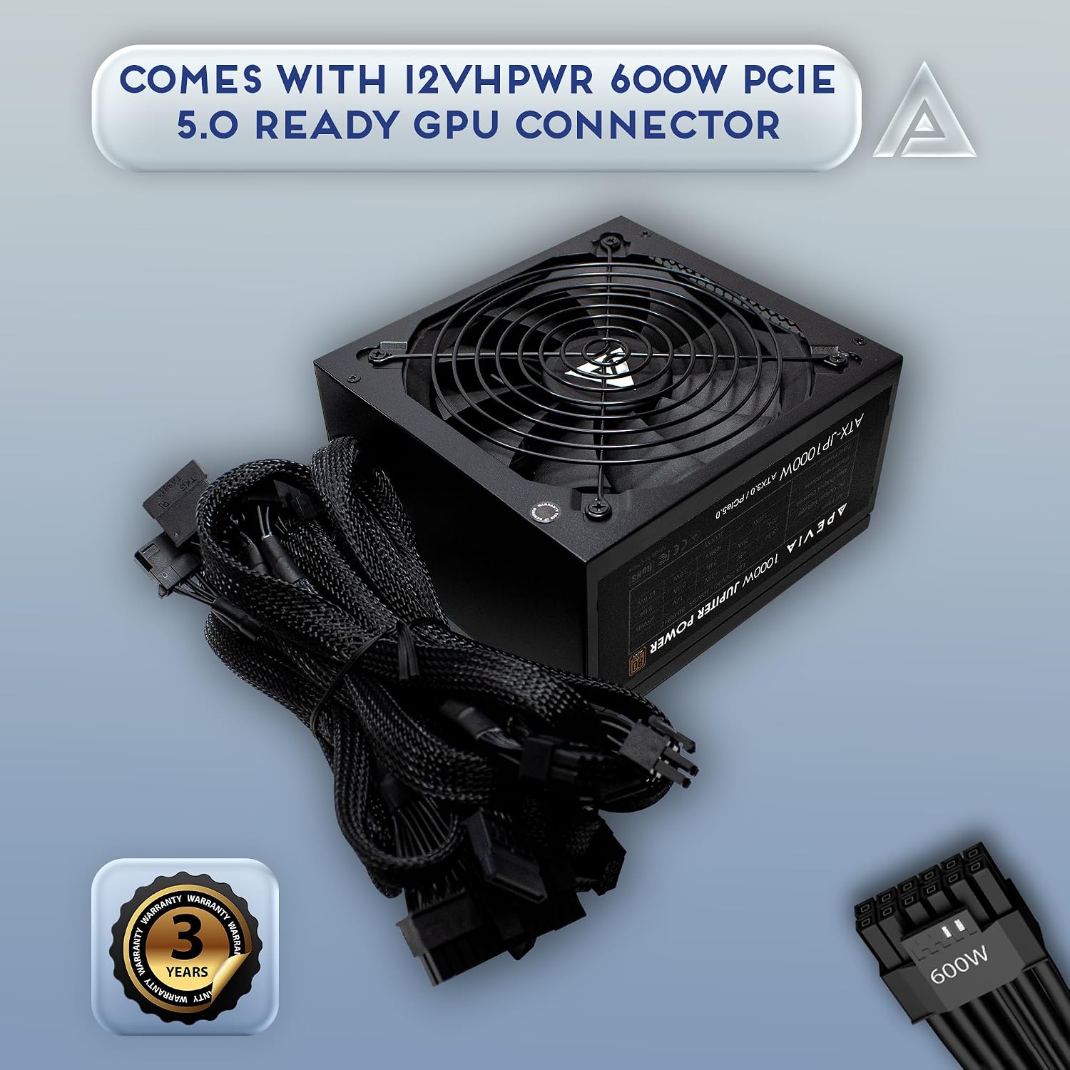 Apevia ATX-JP800W Jupiter 800W 80 Plus Bronze Certified Active PFC ATX Gaming Power Supply, Supports Dual/Quad Core CPUs, SLI/Crossfire/Haswell, 3 Year Warranty | 80+ Bronze PSU, Auto Thermal Controlled 135mm Fan, Heavy Duty Protections, Active PFC, Low…