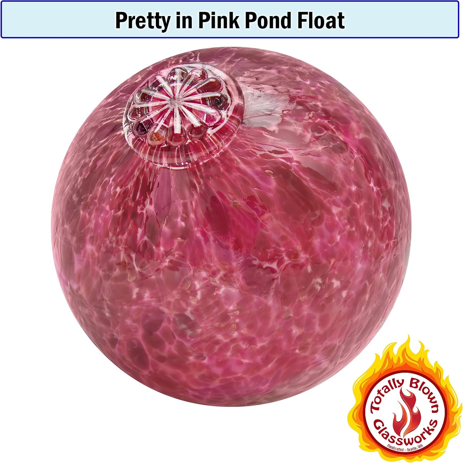 Totally Blown Glassworks Pond Float. Handmade Blown Glass, Garden Gazing Ball, Table Centerpiece