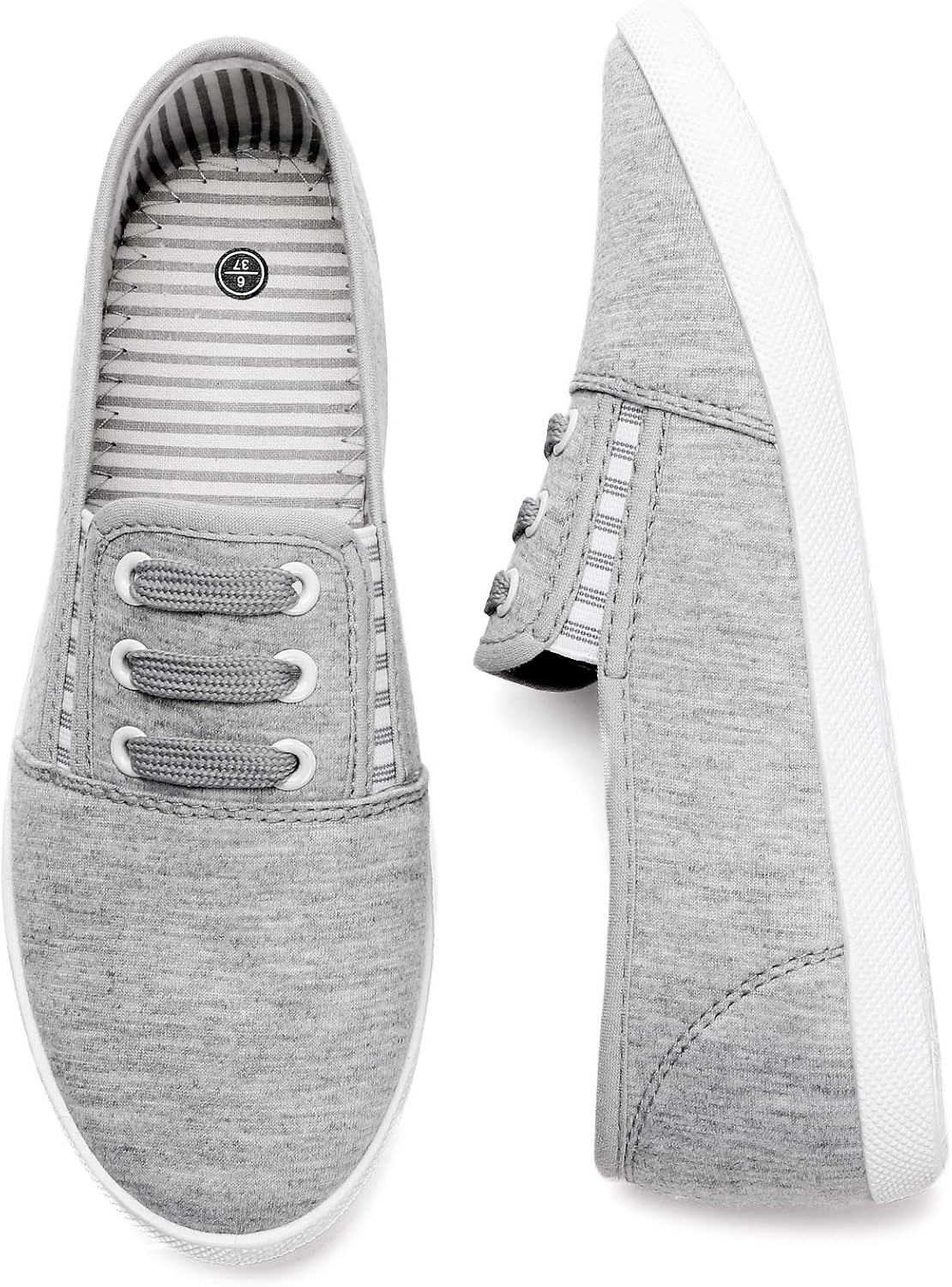 kufeiti Women's Canvas Slip On Shoes Sneakers for Women Fashion Comfortable White Black Elastic Sneakers for Women
