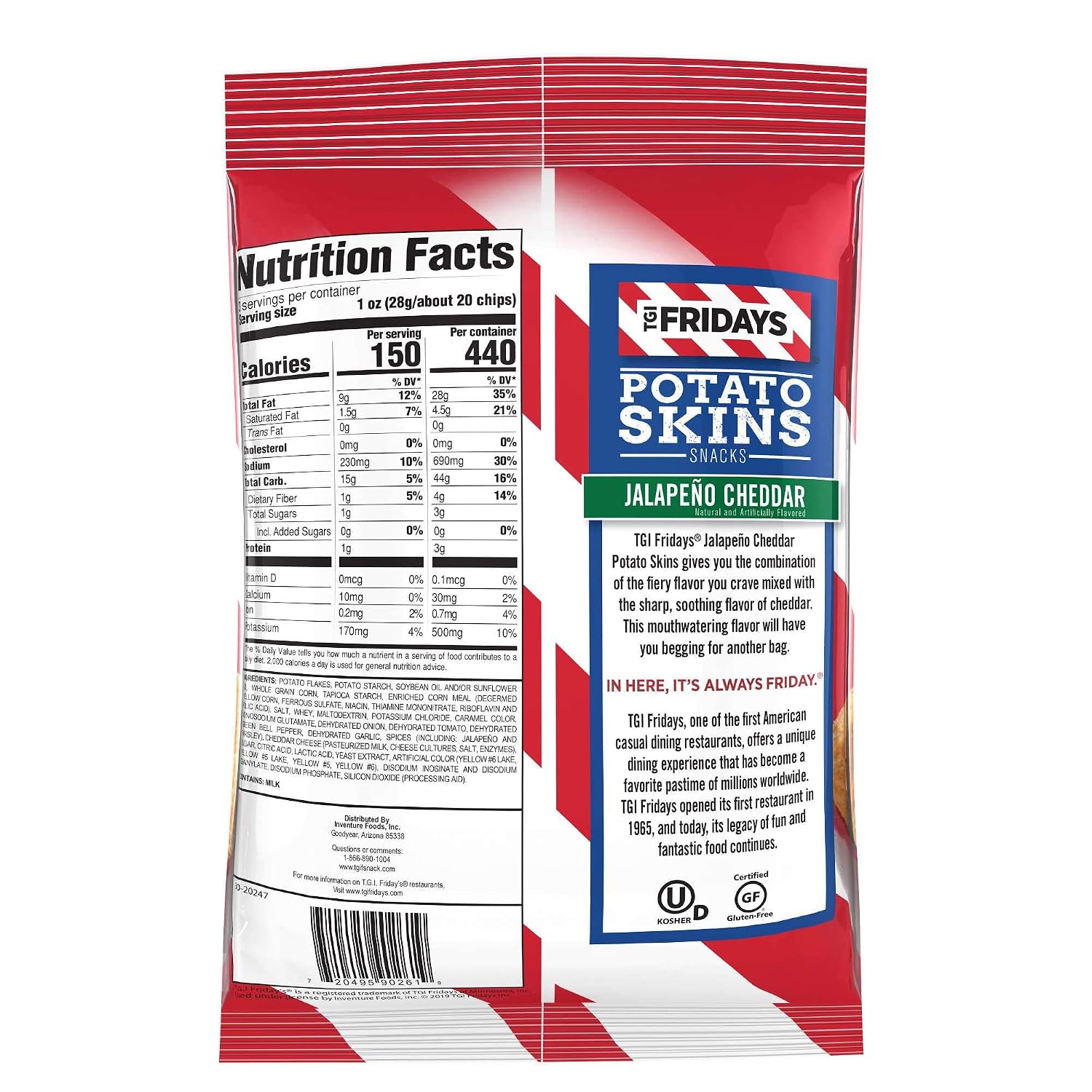 Tgi Friday, Potato Skins Jalapeno Cheddar, Count 6 (3 oz) - Snacks / Grab Varieties & Flavors