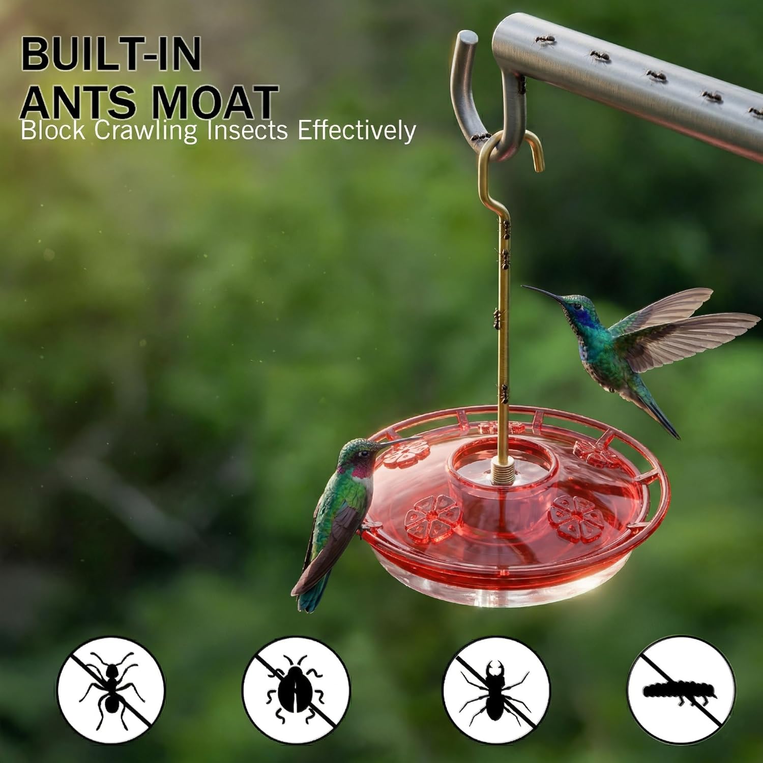 eWonLife 2 Pack 16 oz Saucer Hummingbird Feeders for Outdoors, Garden Decor