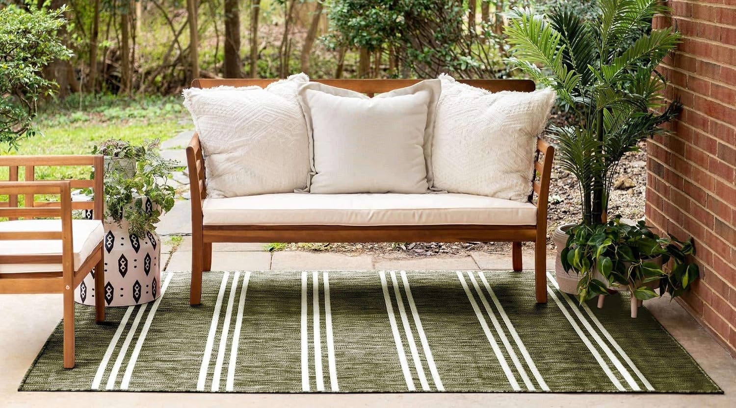 Unique Loom Outdoor Collection Area Rug - Anguilla (9' x 12' Rectangle, Blue/ Ivory)