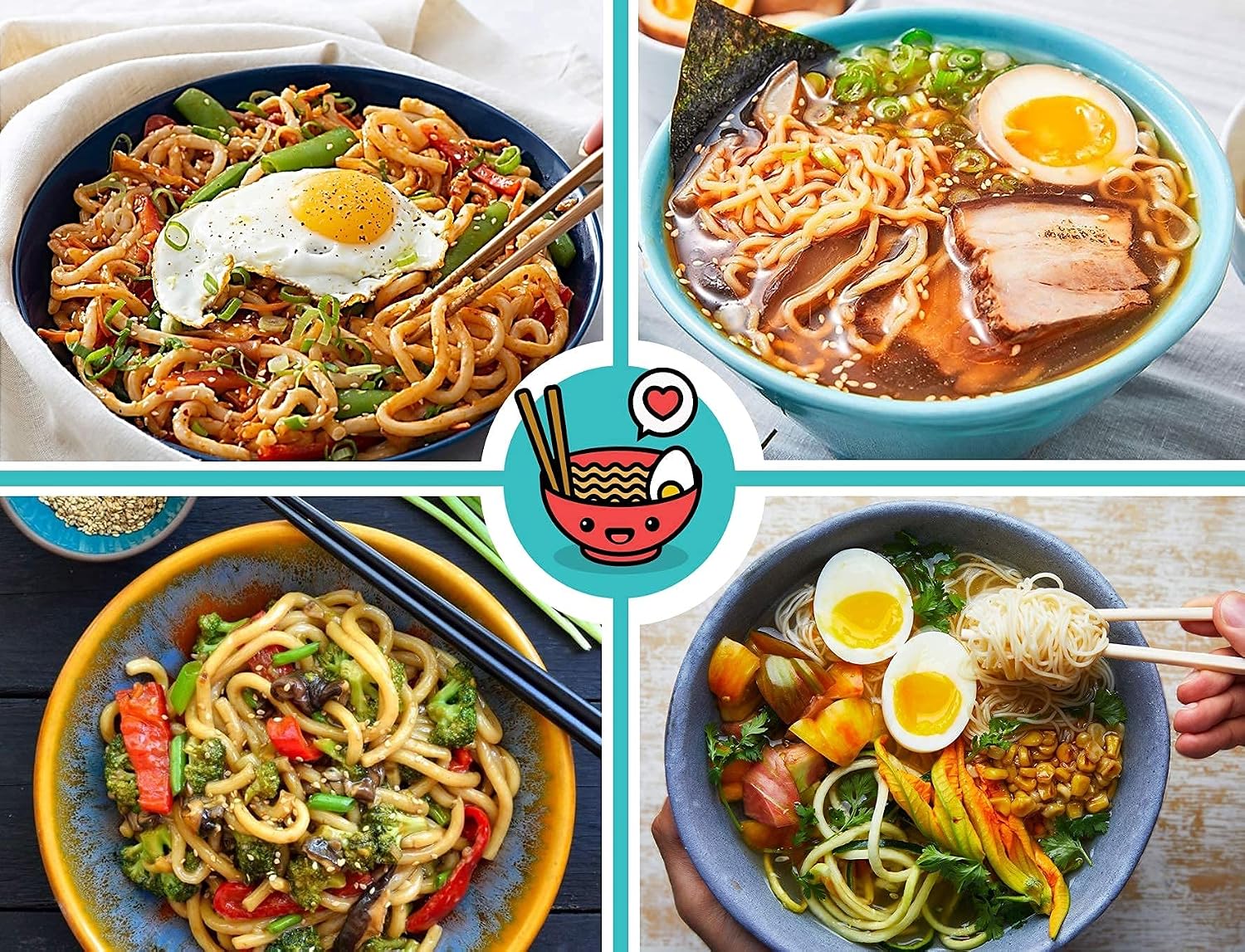 Unbreakable Ramen Bowl Set with Chopsticks and Spoon: 2 large Japanese Style Melamine Ramen Bowls