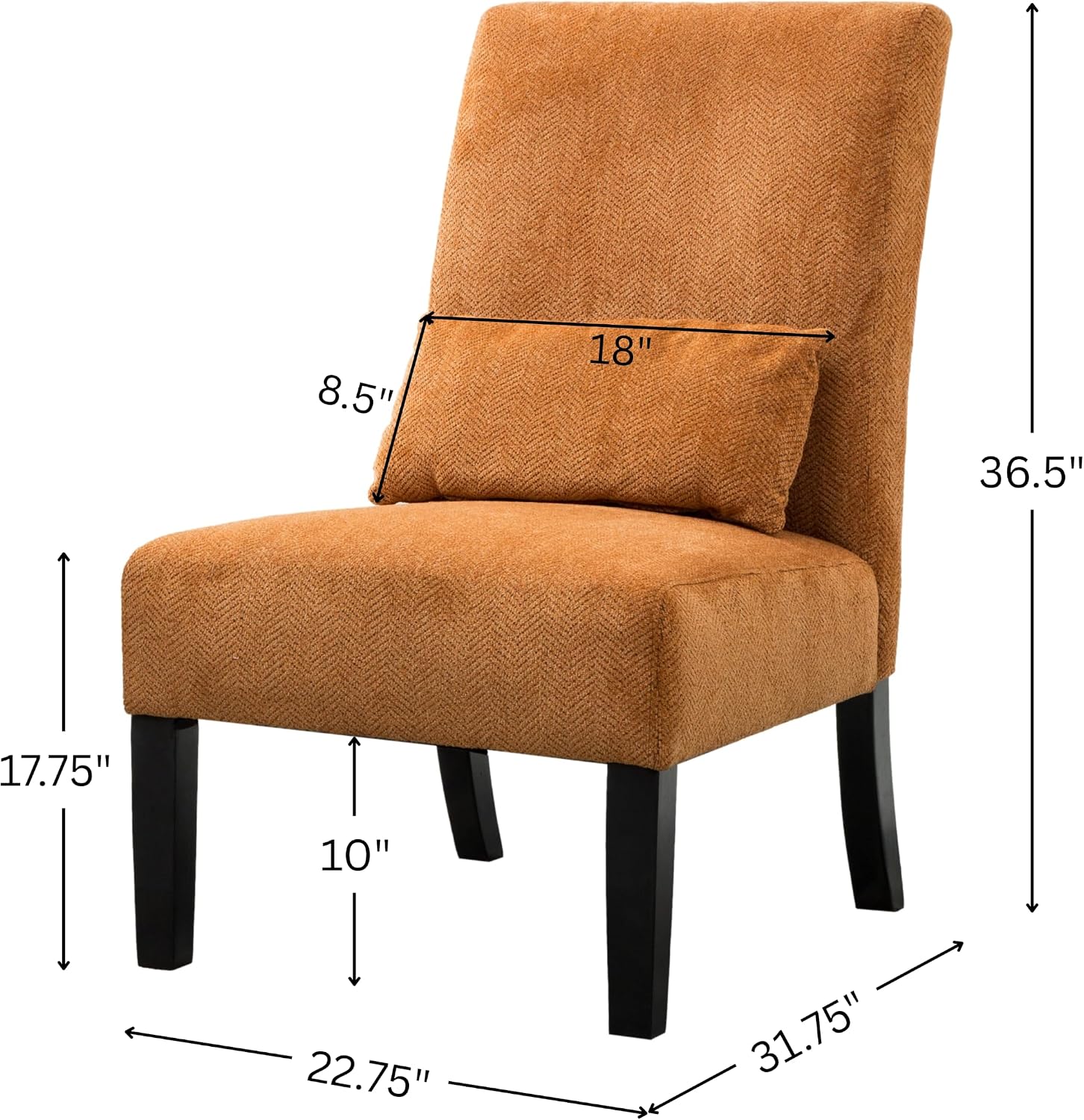 Roundhill Furniture Pisano Teal Blue Fabric Armless Contemporary Accent Chair with Kidney Pillow