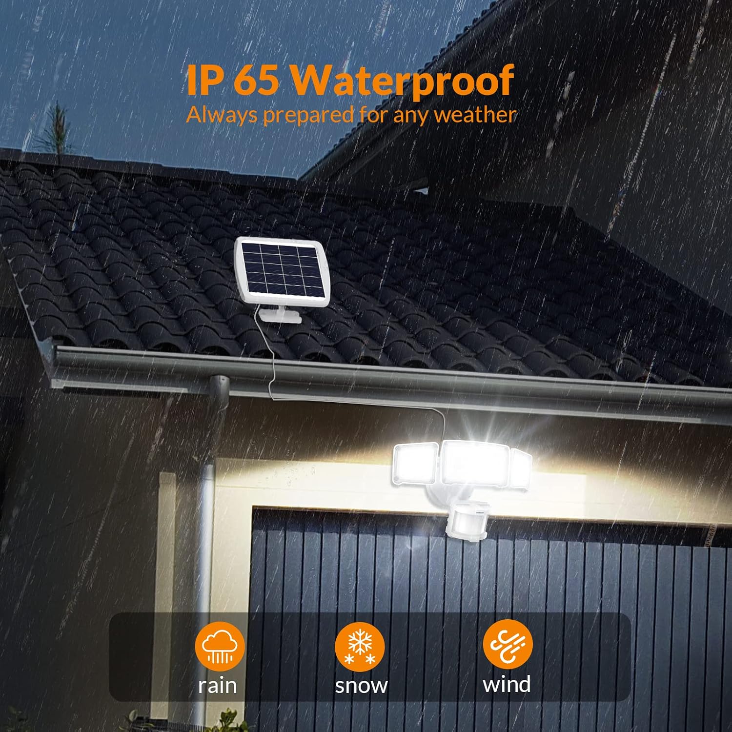 LEPOWER Solar LED Security Lights, PIR Motion Sensor Outdoor, 1600LM, Yard | 5500K Daylight, 72FT180° Motion Sensor Flood Light, 3 Adjustable Head, Easy Install, IP65 Waterproof for Porch, Patio, Garage