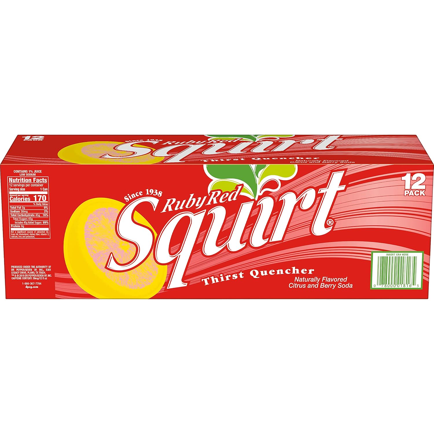 Squirt Soda, Grapefruit, 12 Fl Oz Cans, 12 Pack