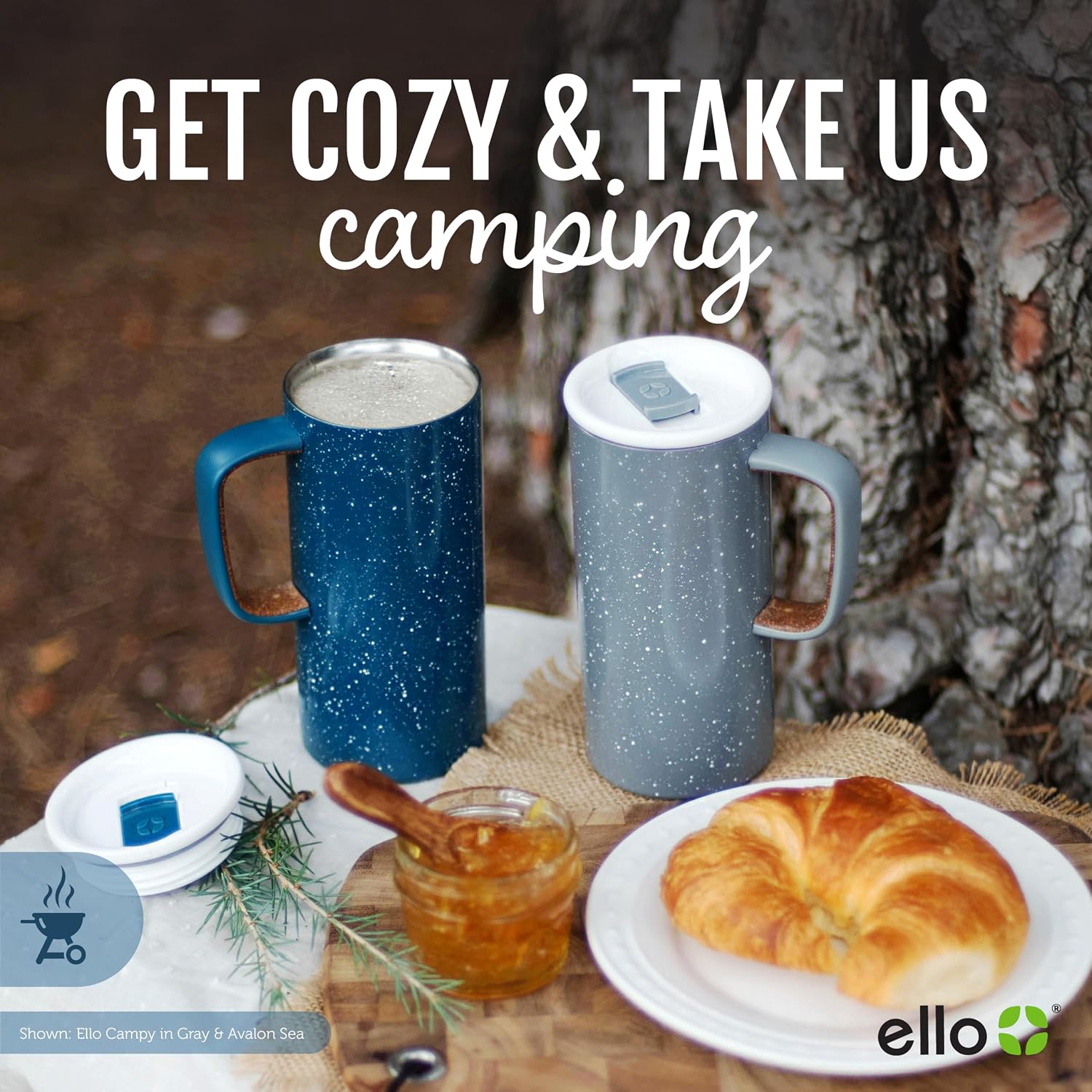 Ello Campy 18oz Insulated Stainless Steel Travel Mug with Handle, Avalon Sea