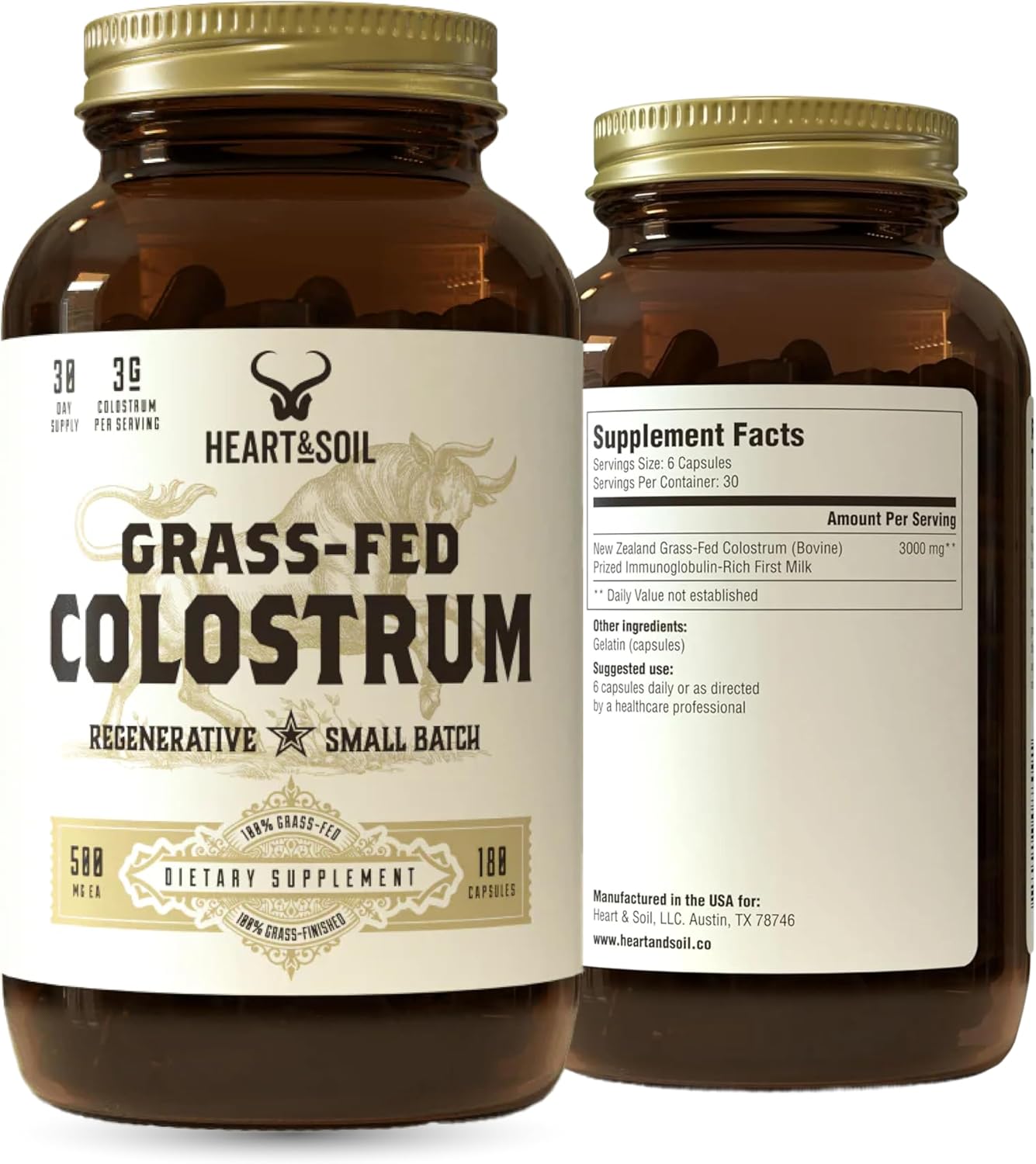 HEART & SOIL Gut & Digestion Supplement, 180 Capsules